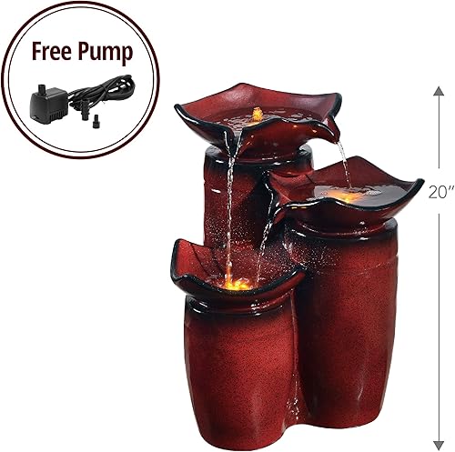 Miniatura 4 de PeaktopTienda al aire última intervención 3-Tier Glazed PotsFuente de degradado rojo