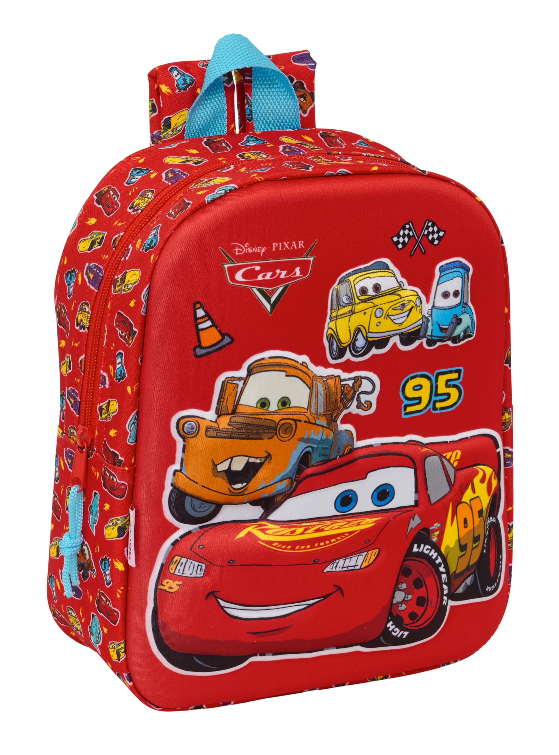 CARS - Mochila de Guardería 3D, Fácil Limpieza, Ideal para Niños de Diferentes Edades, Cómoda y Versátil, Calidad y Resistencia, 22x10x27 cm