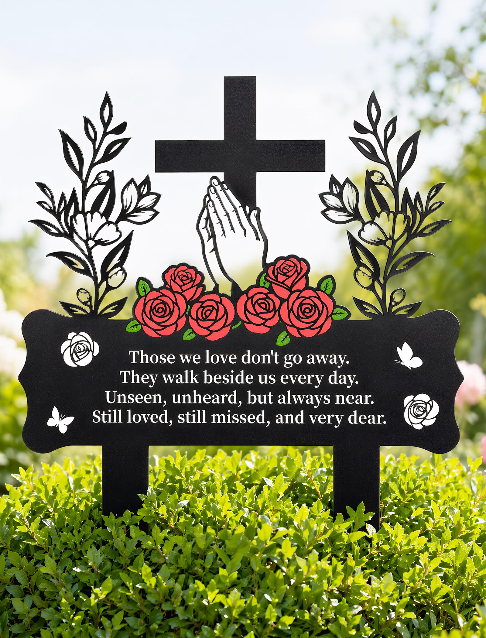 Cruz de metal para tumbas NiHome como homenaje eterno para familiares