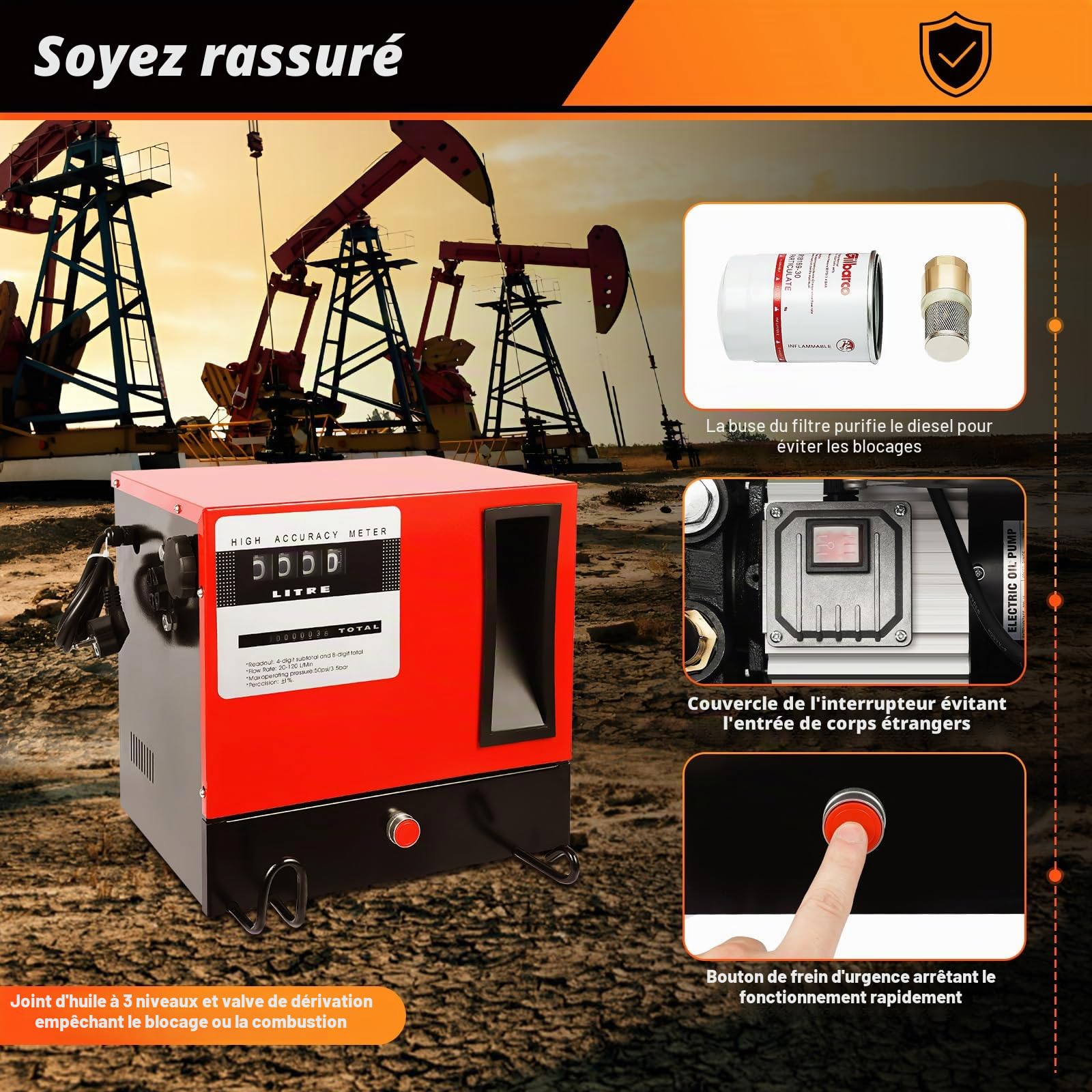 Pompe diesel auto-amorçante 550 W - Pompe à carburant - 60 L/min - Arrêt automatique - Pistolet à mazout - Pompe à huile diesel - Avec tuyau diesel et filtre - 230 V