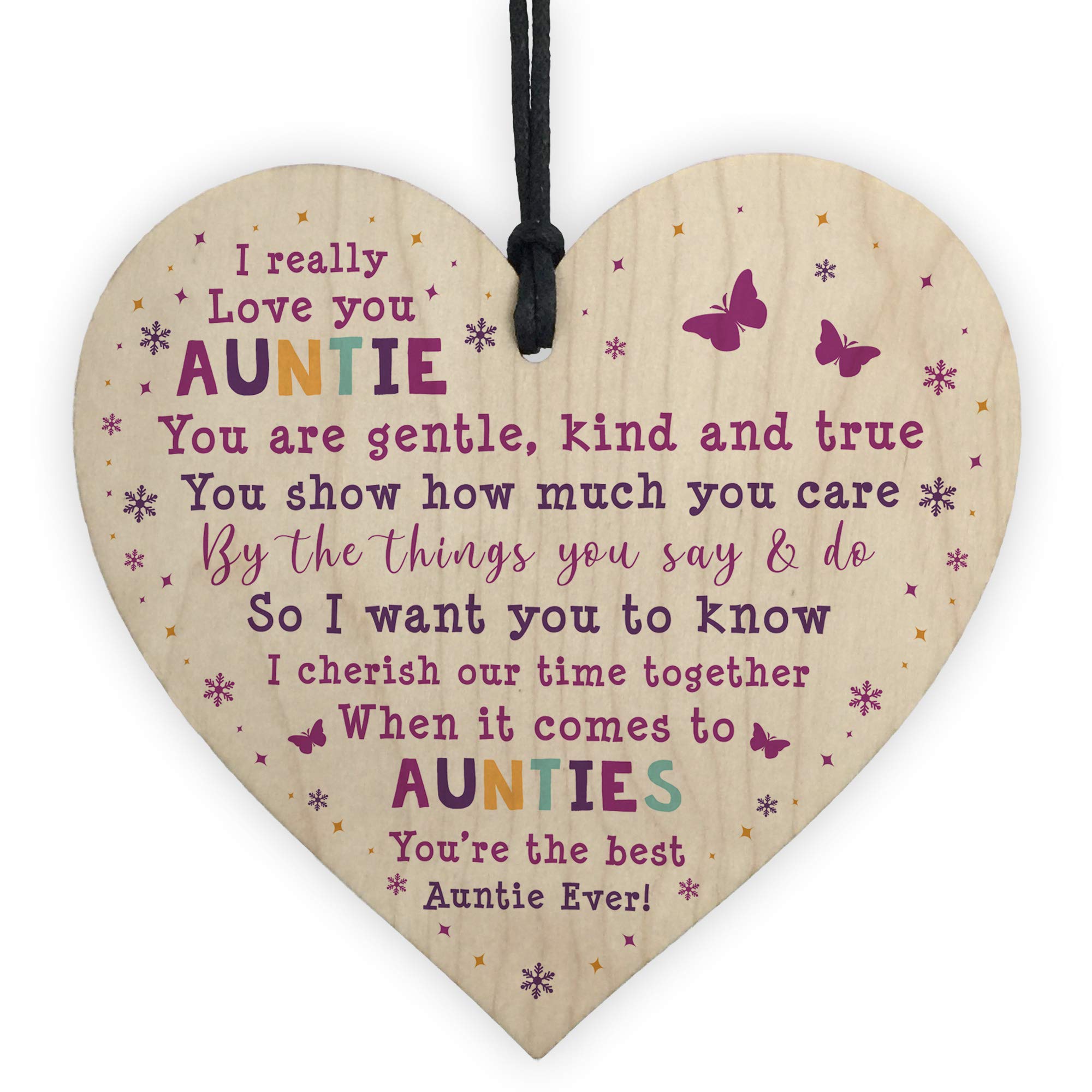 RED OCEAN Best Auntie Ever Plaque Wooden Hanging Heart Auntie Birthday Christmas Thank You