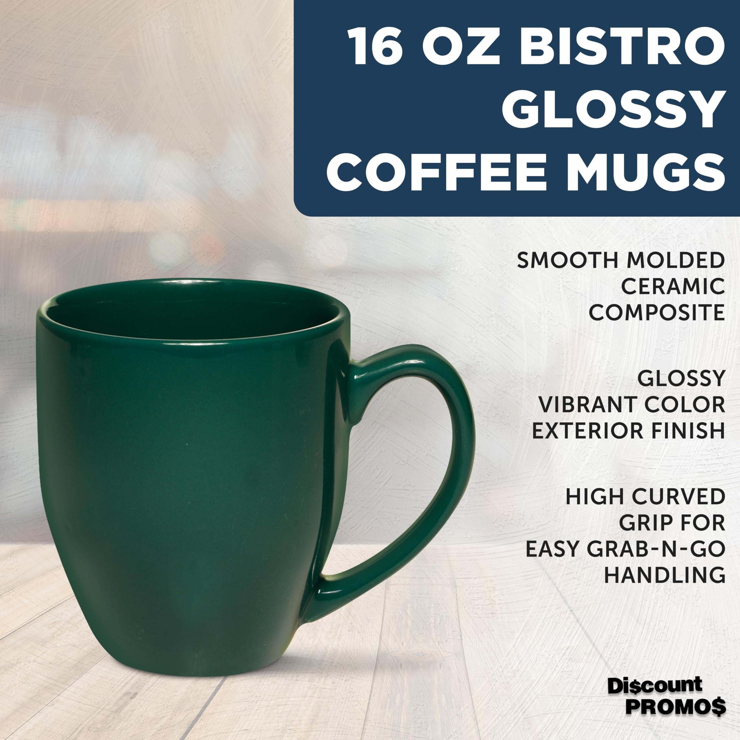 Amazon.com: DISCOUNT PROMOS Large Coffee Cups 16 oz. Set of 10, Bulk Pack -  Perfect for Tea, Espresso, Cappuccino, Hot Cocoa - Green : Home & Kitchen