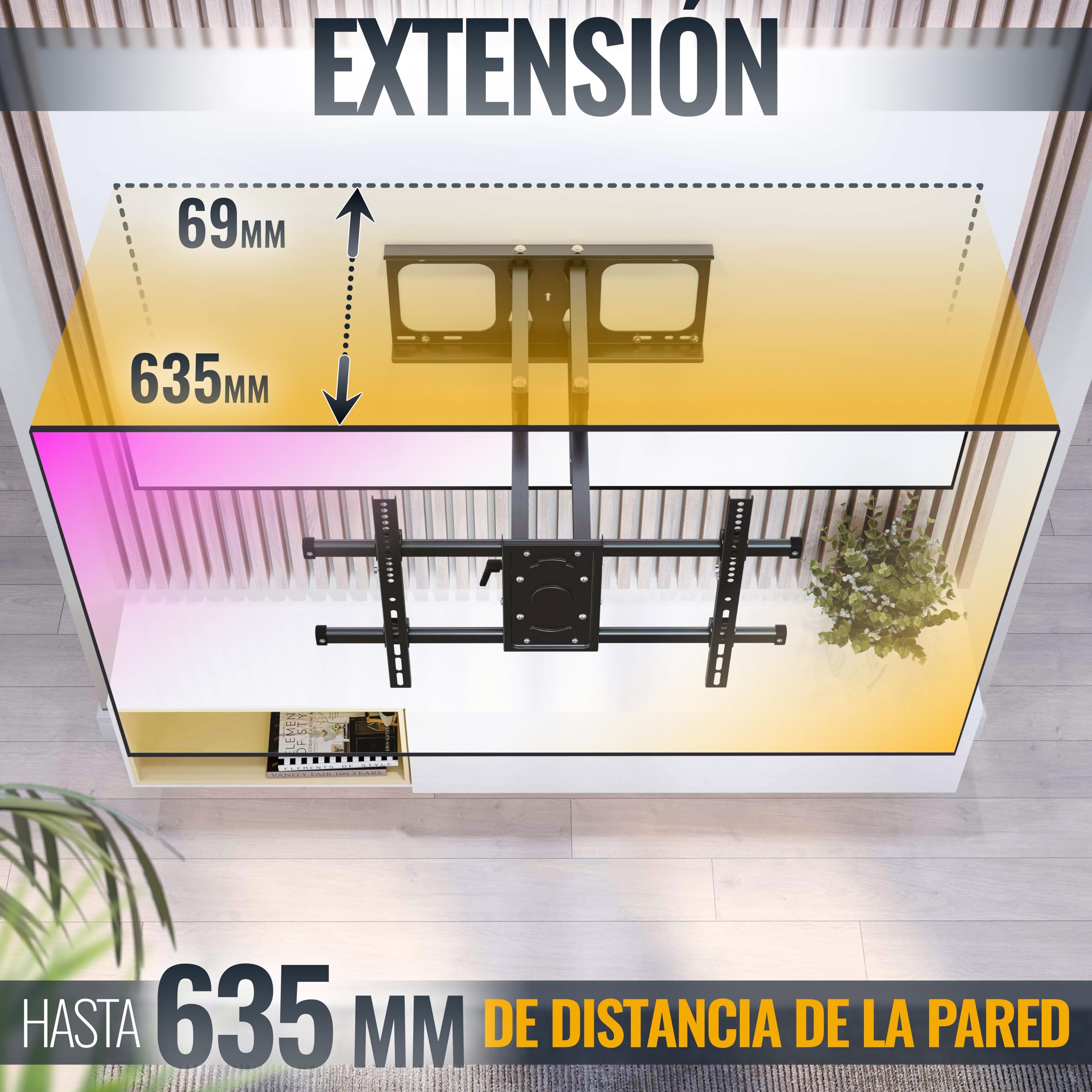 RICOO Soporte TV Pared Giratorio Inclinable Televisión 42-75" (107-191cm) S4964 Brazo Universal Televisor LED/LCD/Curvo VESA 300x200-600x400