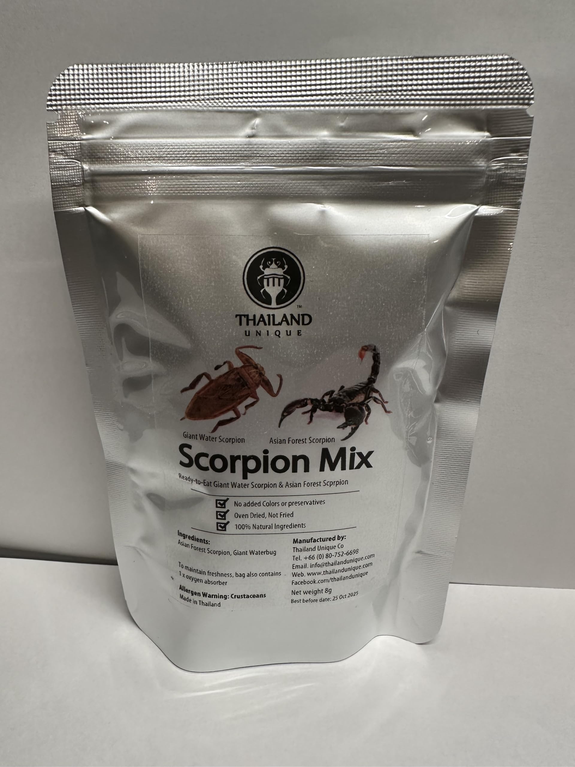 Thailand UniqueScorpion Mix - 2 Pieces with Asian Forest and Giant Water Scorpion, Dehydrated Edible Insects for Humans, Nutritious Bugs Superfood Weird Unusual Snack Gift