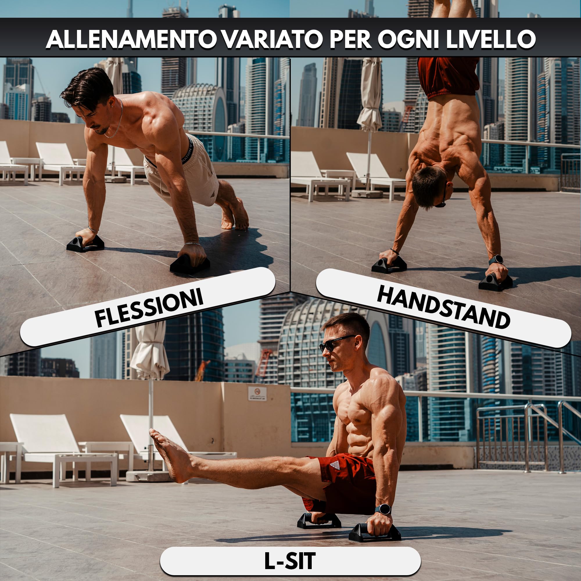 GORNATION Maniglie per Flessioni, Barre per Push Up, Parallele per Fitness, Grip in Silicona, Base Antiscivolamenti, Attrezzature per Fitness e Calisthenics per La Casa, Atrezzi per Flessioni