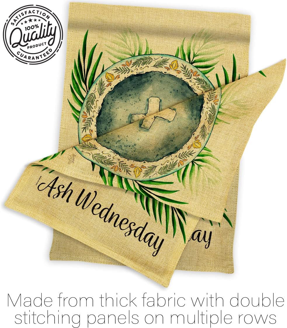 Breeze Decor Holy Ash Wednesday Burlap Garden Flag Religious Faith Hope Grace Peace Dove Christian Religion Easter House Decoration Banner Small Yard Gift Double-Sided, Made in USA