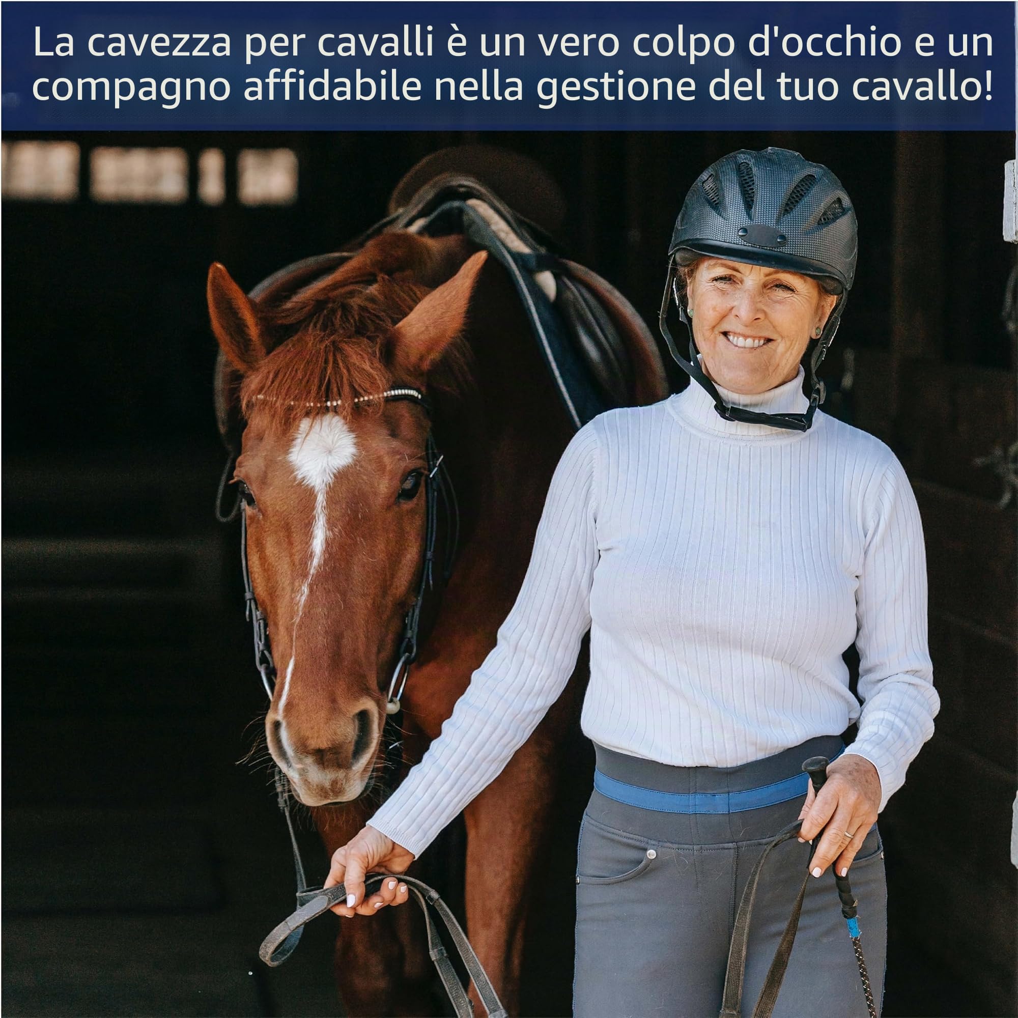 Pferdelinis Cavezza per cavalli in pelliccia cavezza foderata blu nelle taglie xfull cavezza pony, Cob, sangue caldo (blu, pony)