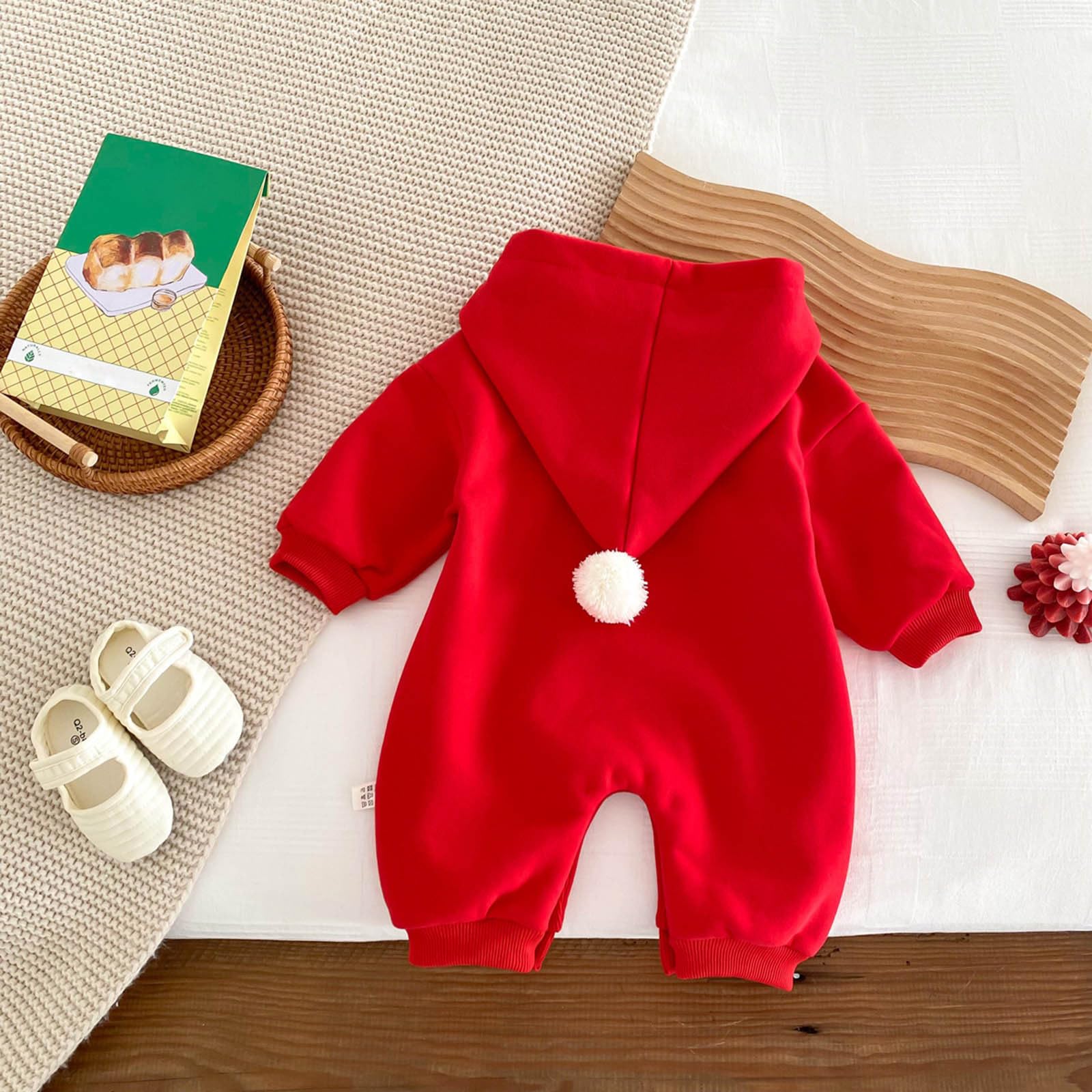 Tenue Bebe Noel Chapeau Noel Bebe 4 Pièces Chaud Tenues Deguisement Citrouille Combinaison Bebe Costume Enfant Deguisement Un Bebe pour Noel Père Noël Bonhommes de Neige