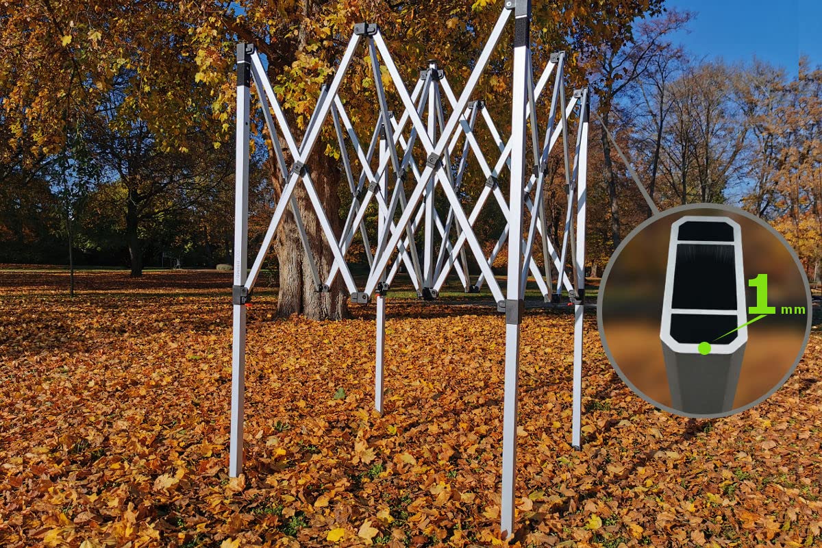 BRIMO Tenda da festa 100% impermeabile, con 3 pannelli laterali, 2 x 3 m, colore: bianco