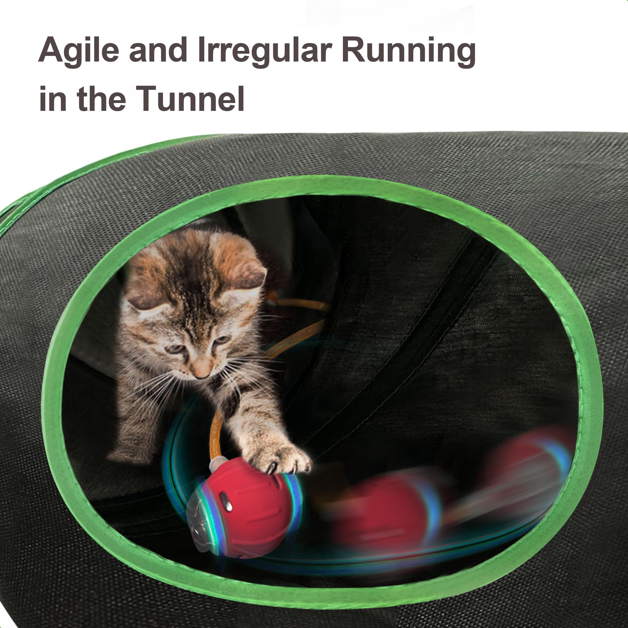 metiya Pelota interactiva de juguetes para gatos, bola activada por movimiento en túnel de enriquecimiento, juego de rompecabezas de escondite para gatos y gatitos de interior, alivio del aburrimiento