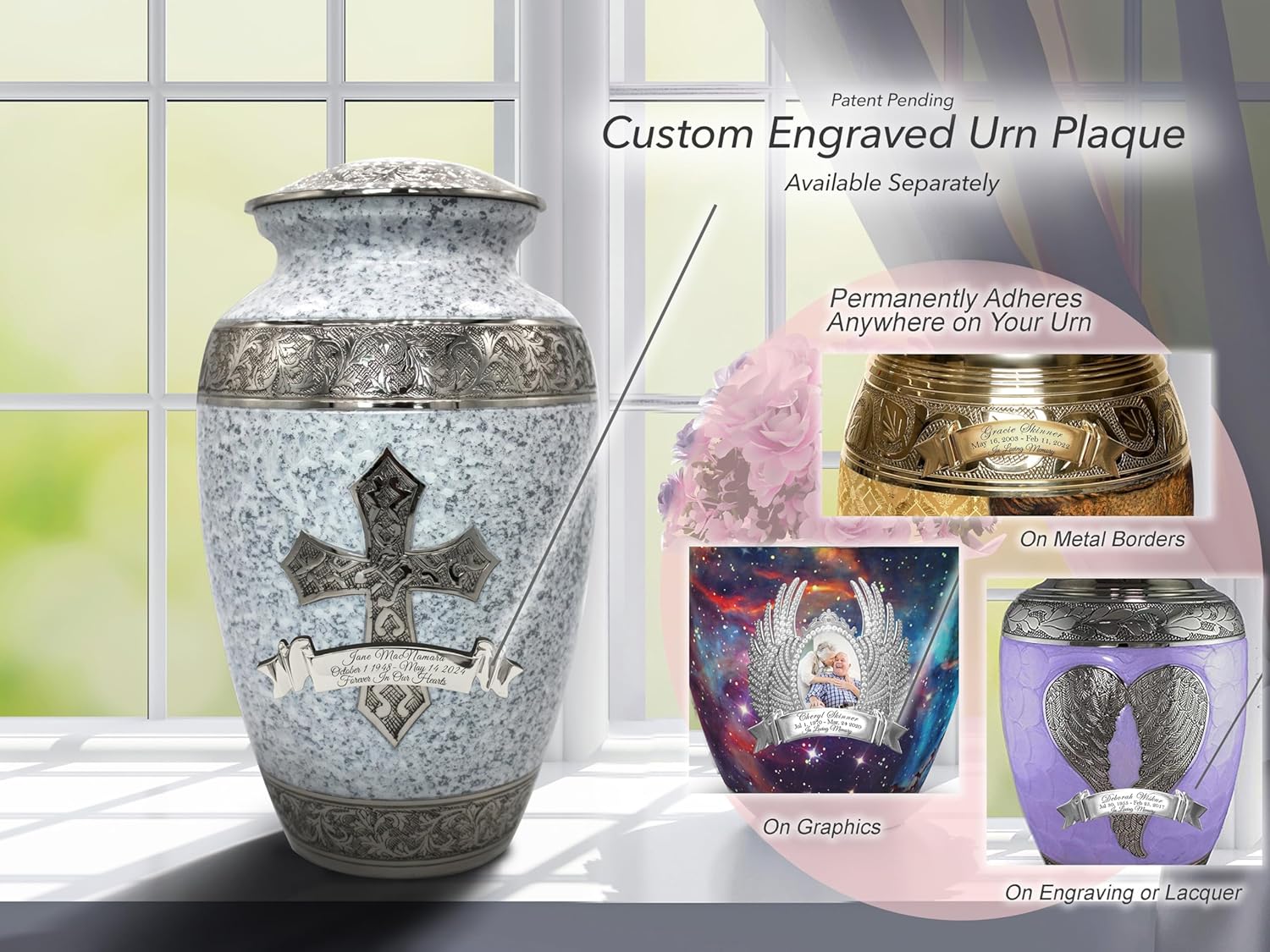 White Love of Christ Cremation Urn for Ashes for Women - Personalized Cremation Urns for Human Ashes Adult Female Decorative Urns - Beautifully Handcrafted Cross Urn
