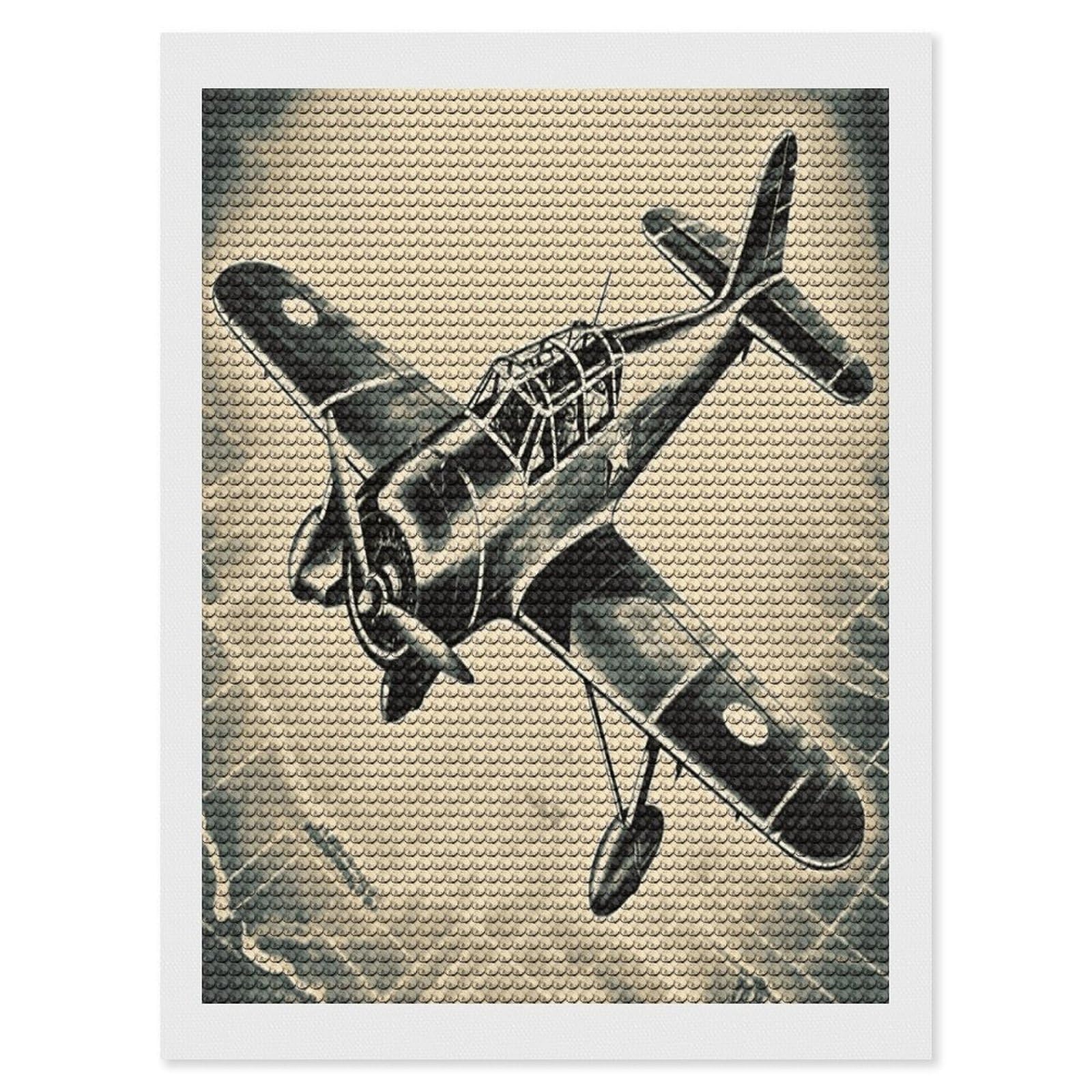 FekiLoot Retro Airplane Diamond Painting Kits for Beginners DIY Diamond Art Kits for Adults Full Drill Round Diamond Dot Gem Art Painting Fun DIY Crafts for Home Kitchen Wall Decor Gift 12"x16"