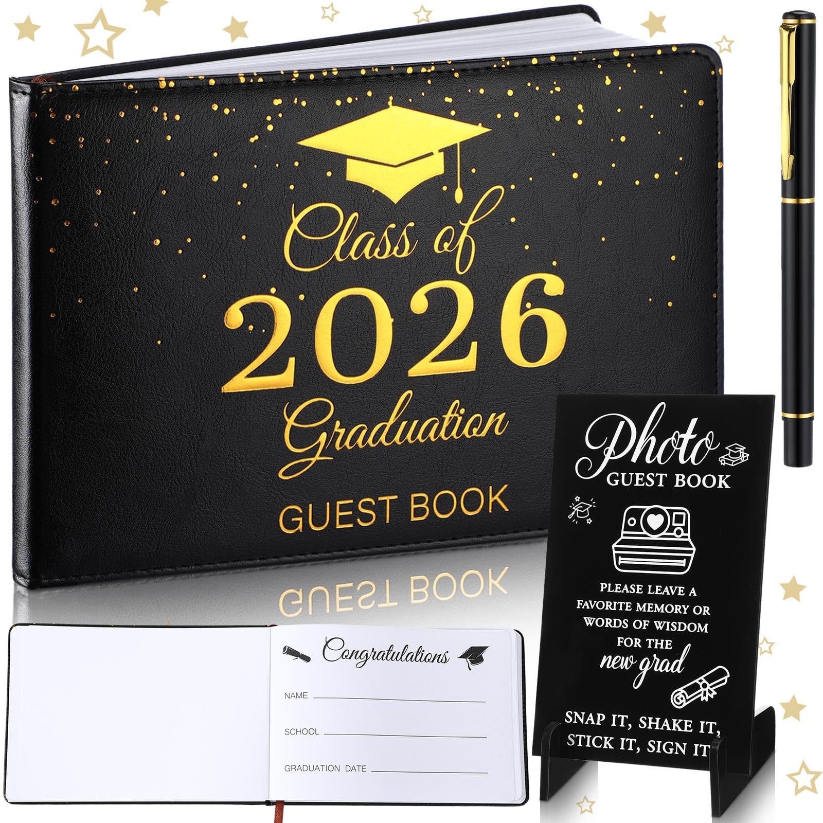 Photo 1 of Yexiya Graduation Signature Book Photo Guestbook Sign 2026 Graduation Party Favors Senior Memory Book Class of 2026 72 Pages Photo Album with Sign and Pen(Classic)