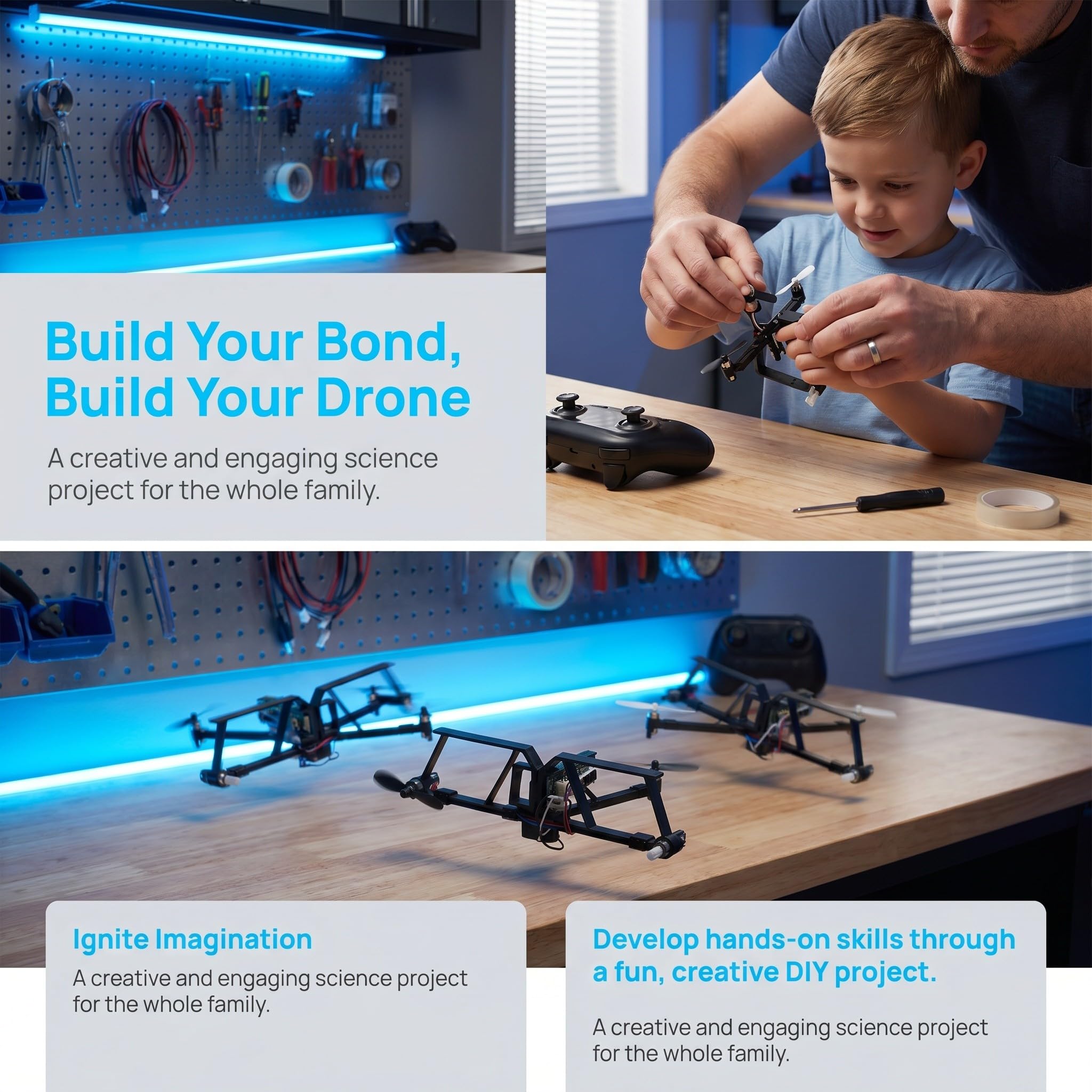 Toddmomy Kit per aeroplanino di carta con telecomando e luci a LED, costruisci il tuo aliante radiocomandato, progetto scientifico di facile assemblaggio per bambini, set di giocattoli volanti per