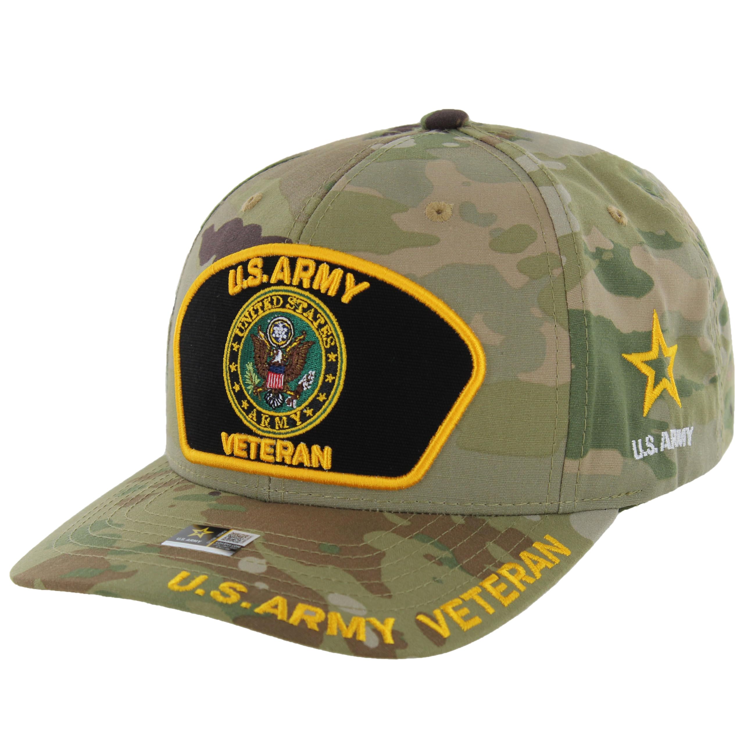 Gorra de béisbol ajustable para veteranos del ejército de EE. UU. para hombre, con licencia oficial de veteranos militares, diseño de parche bordado, sello del ejército