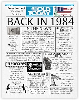 41st Birthday Poster Unframed - Back In 1984 Newspaper - Happy 41st Birthday Gifts for Men Women Vintage Retro Born In 1984, 8x10 Inch Forty-One Forty-First Bday Party Decor Decoration
