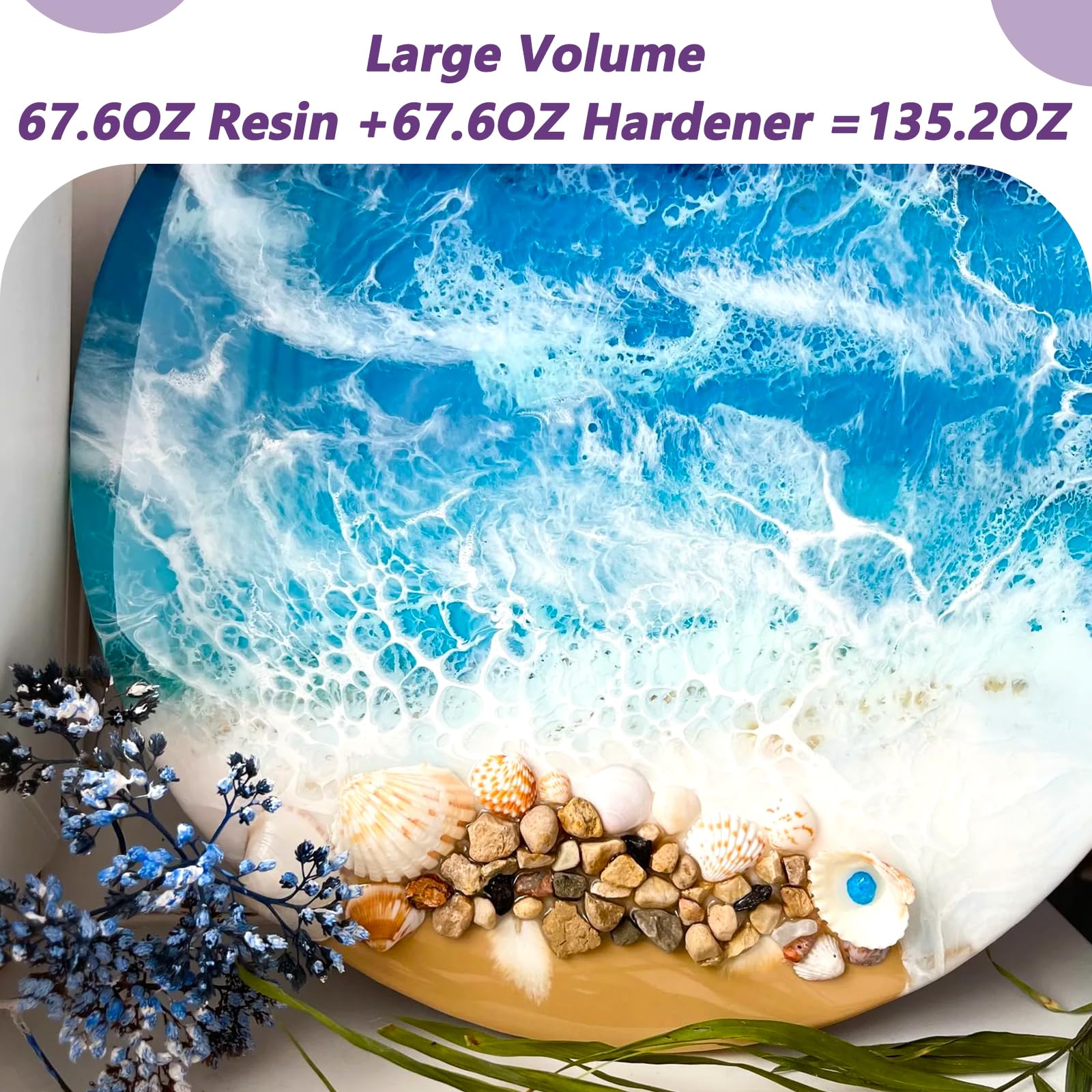 Resina Epossidica Trasparente 4l/135.2oz, Kit Resina Epossidica Completo, Kit Resina per Creazioni, Resina Trasparente, Resina Kit, Epoxy Resin per Gioielli fai da te,Orecchini,Legno,Stampi