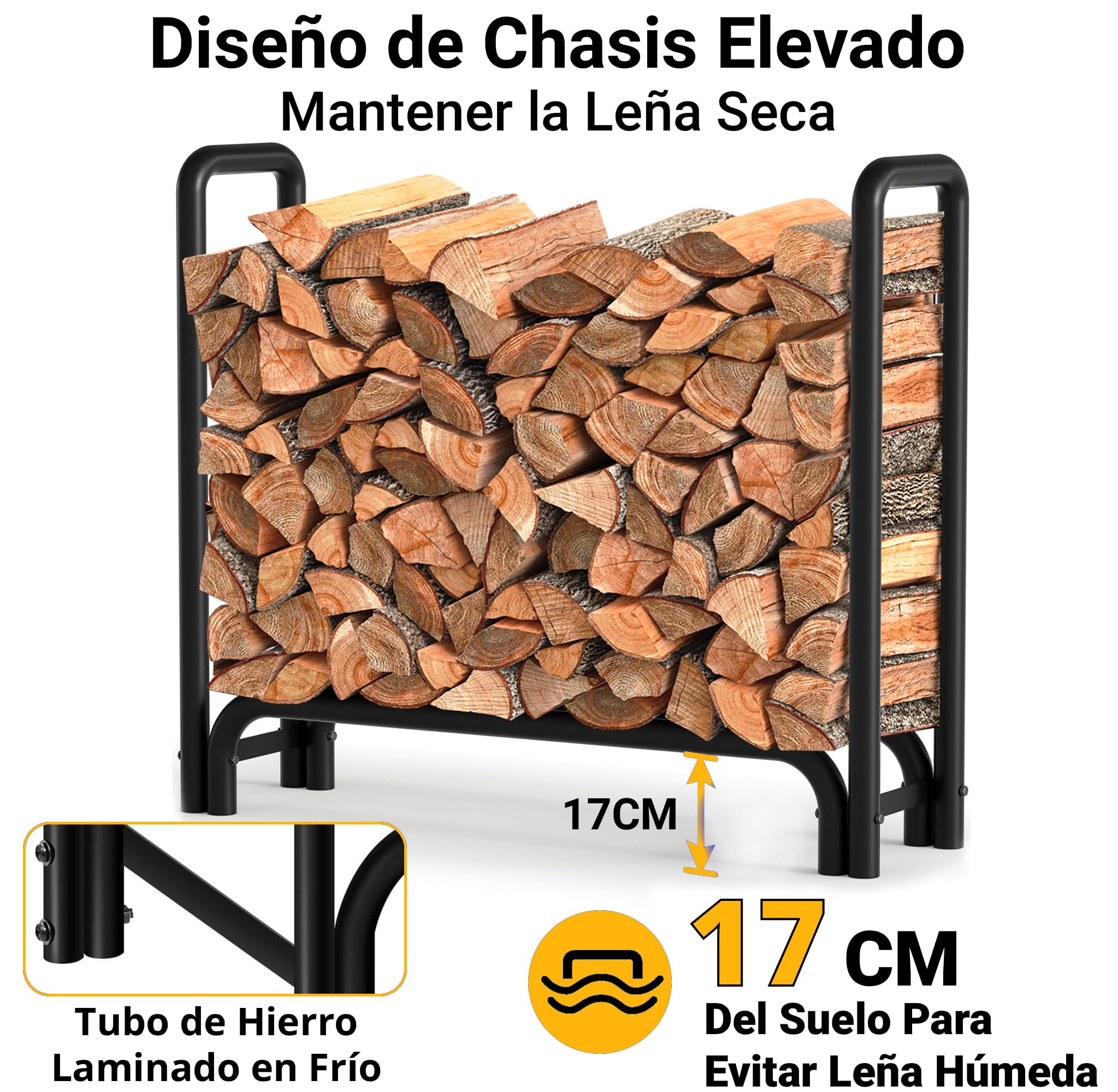 Amagabeli 121cmx105cmx30,48cm Estante de leña de Largo Estante de Registro de Chimenea Soporte de leña para leña al Aire Libre Tarea Pesada Bastidor de leña Titular de leña Apilador de Madera