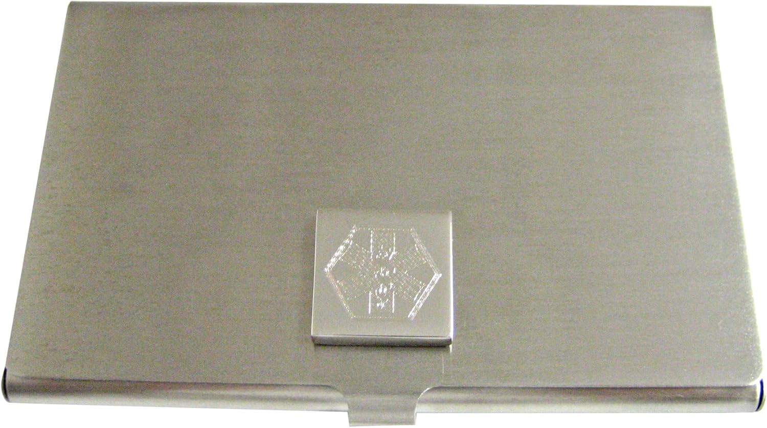 Silver Toned Etched Paramedic Star of Life Symbol Business Card Holder