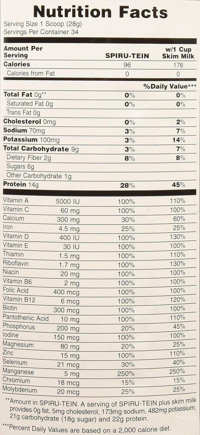 NaturesPlus SPIRU-TEIN Shake - Chocolate - 2.1 lbs, Spirulina Protein Powder - Plant Based Meal Replacement, Vitamins & Minerals for Energy - Vegetarian, Gluten-Free - 34 Servings
