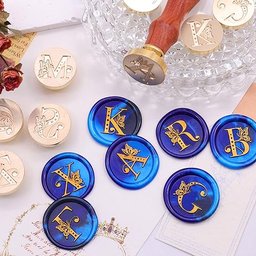 Miniatura 5 de SWANGSA Sello de cera del alfabeto J con inicial, sello de sellado de letras de mariposa elegante vintage para invitación de fiesta de boda,