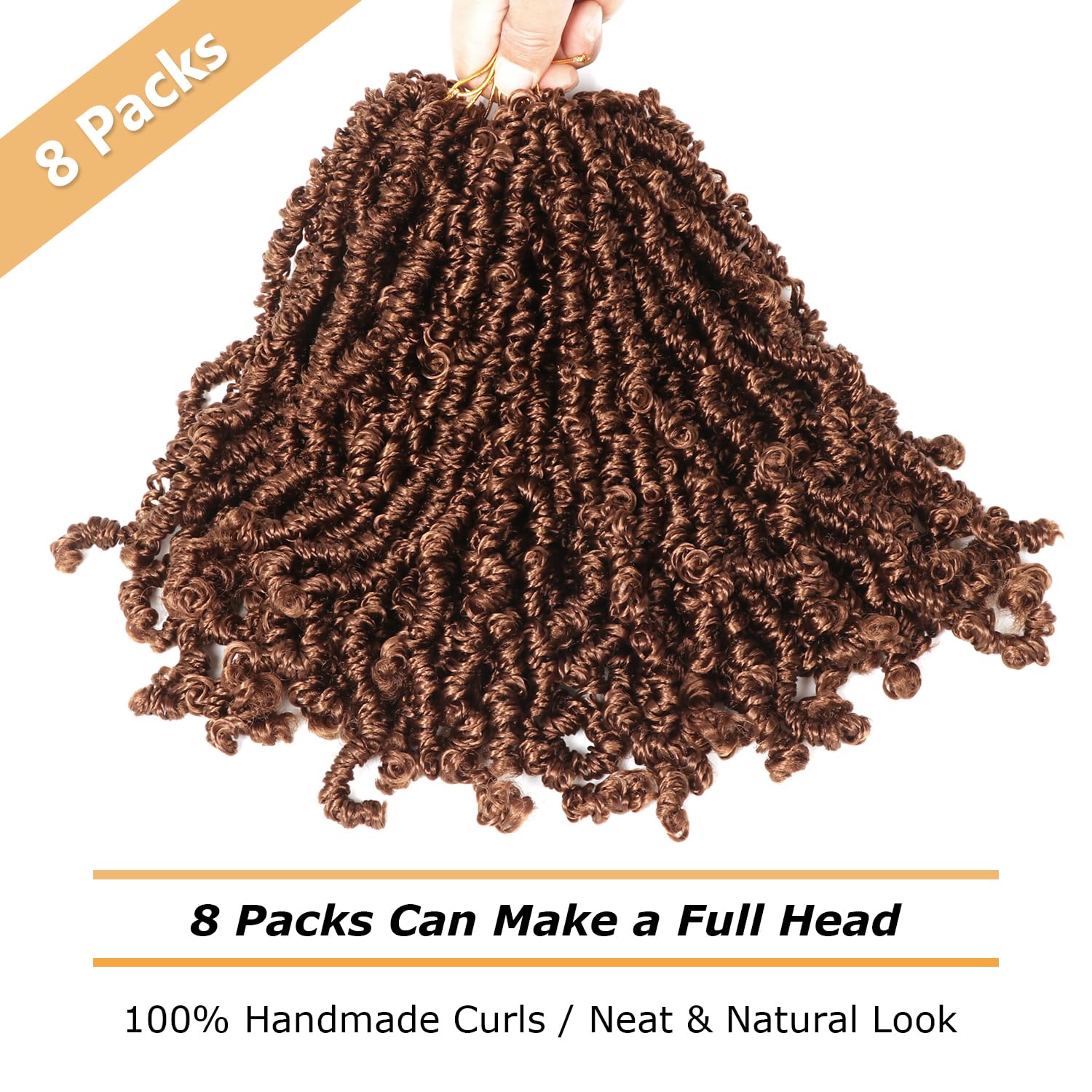 Yanky Pre-Twisted Passion Twist Crochet Hair - Fluffy Curly Braiding Extensions, 8 Packs Short (30#, 8 Inch) - Image 3
