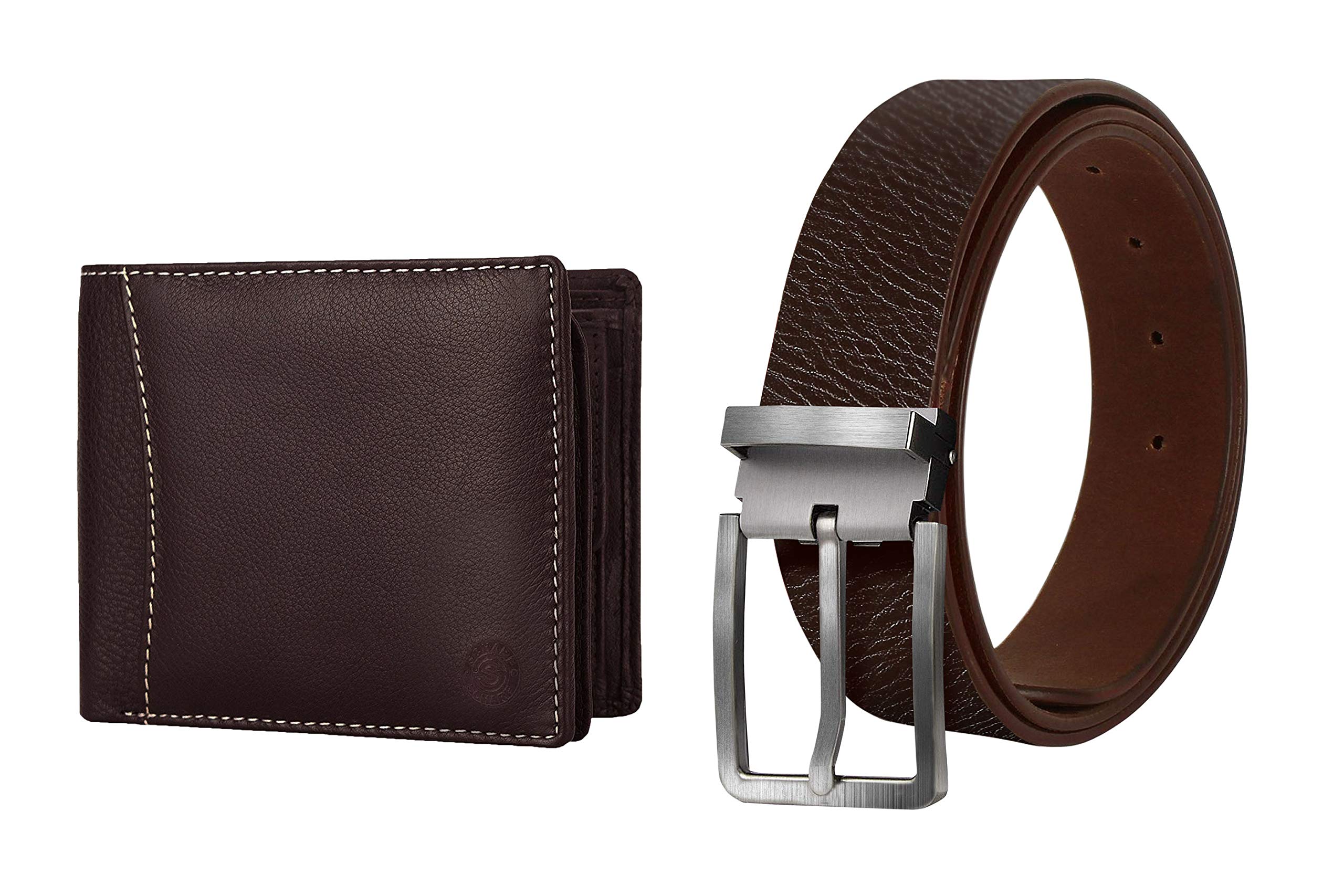 SCHARF Genuine Leather Formal Belt & Wallet Combo Gift Set for Men (A Doozy-Double)
