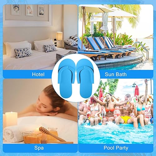 Miniatura 6 de JenPen 60 pares de pantuflas desechables de espuma para pedicura, sandalias desechables plegables de pedicura para salón, spa, hotel