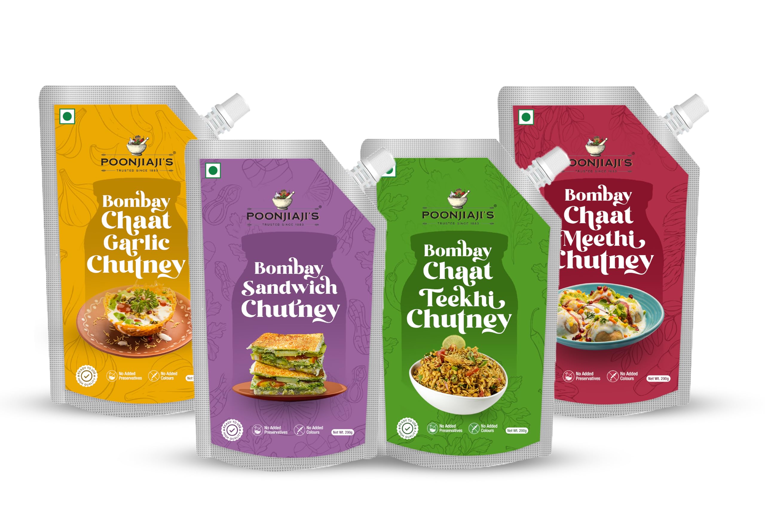 Sponsored Ad - POONJIAJI'S Bombay Chutney Combo Pack 4x200g | Sandwich, Garlic, Meethi & Teekhi | Authentic Ready-to-Eat Indian Chutneys | No Preservatives | Perfect for Snacks, Street Food & Sandwiches