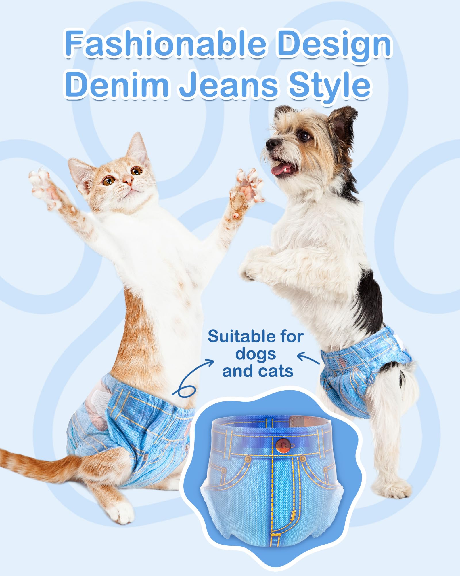 Pet Soft Dog Nappies Female,48pcsDog Heat Pnats for Dogs in Season,Cat Nappies,Female Dog Diapers - Image 2