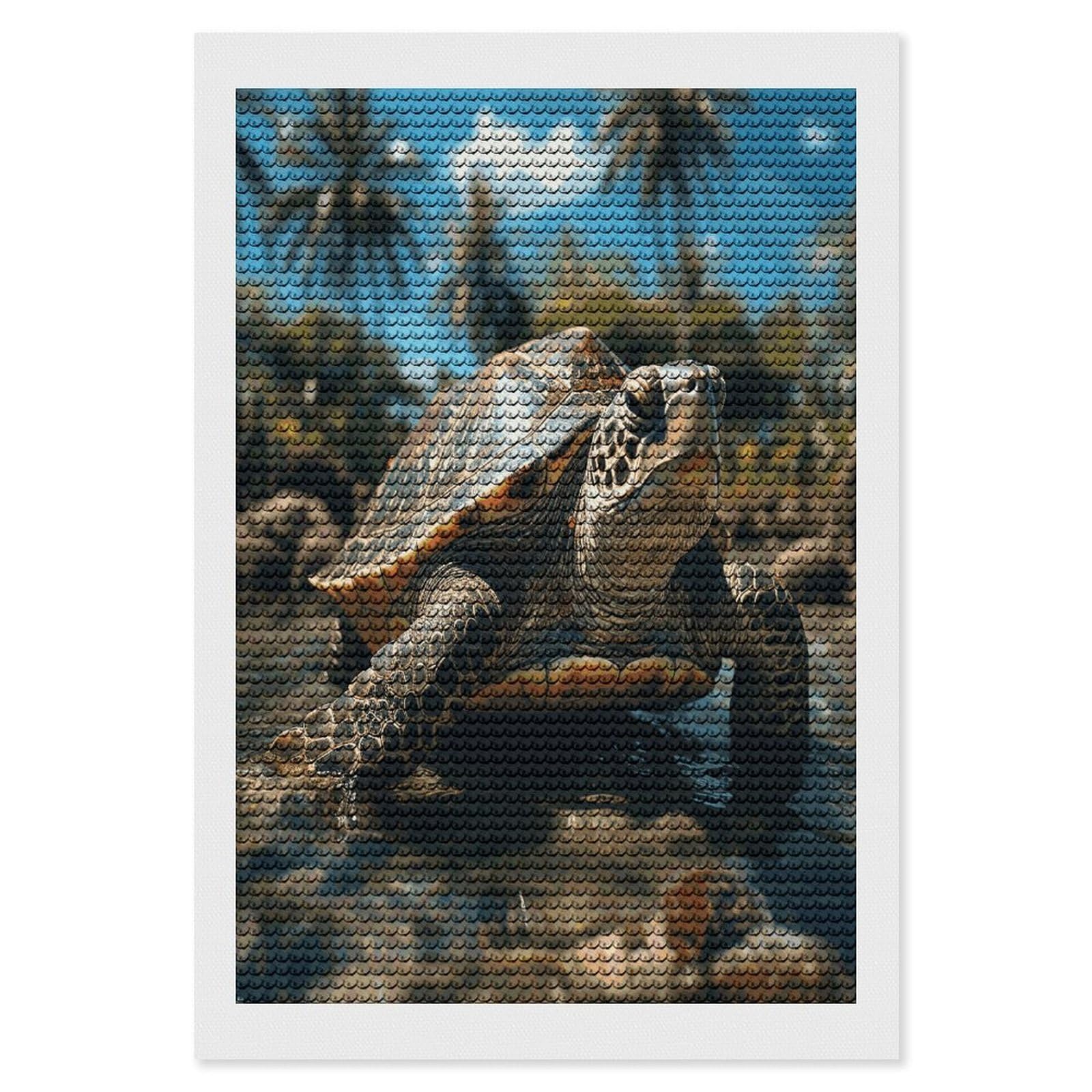 JTREHY Big Turtle and Palm Trees Diamond Art Kits Personalized DIY Round Diamond Painting Kits for Beginner Full Drill Diamonds Dots Paintings for Adults Gem Art Crafts Home Decor