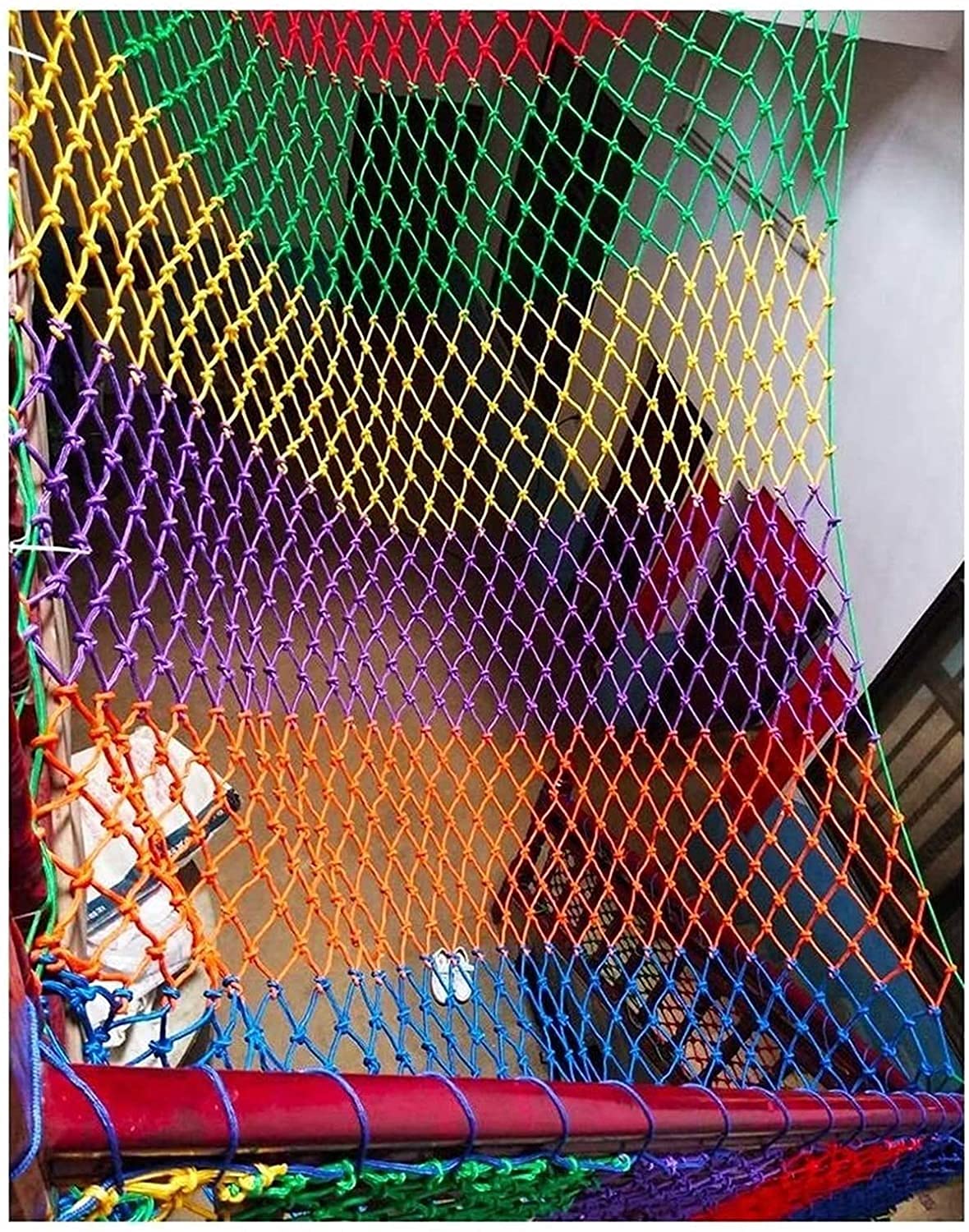 HAPPLiGNLY Child Safety Net Color Cargo Net Weave Nylon Protective Net, Garden Swing Outdoor Hammock Playground Decoration, Rope Net Railing Patios Safety Net Rope Netting (Size : 2x9m(6x29ft