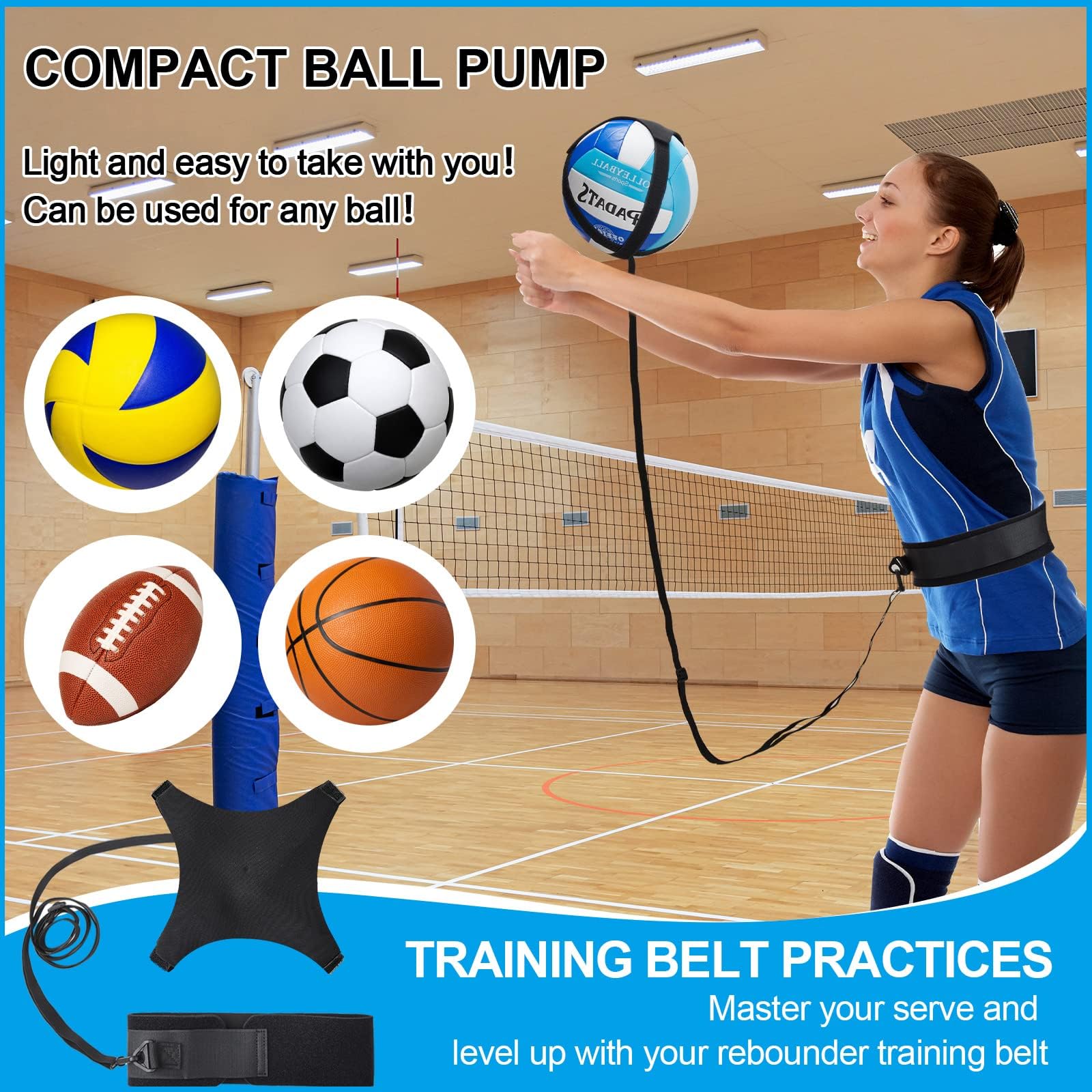 Set di 5 attrezzi da allenamento per pallavolo, attrezzi per allenamento, allenamento e allenamento per pallavolo, attrezzature per la pratica per migliorare il posizionamento e servire i colpi