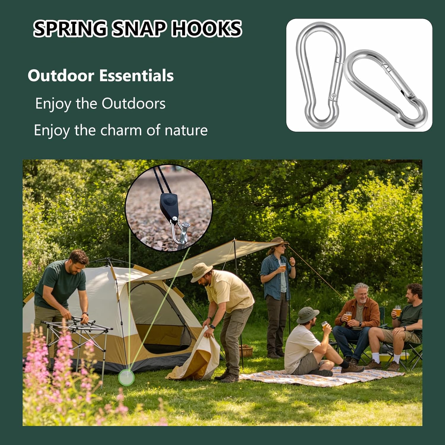 Spring Snap Hook Carabiners, Carabiner Clip, Heavy Duty Galvanized Steel Spring Clip, Quick Link Key Chain for Swing Hammock Gym Outdoor, Holding Capacity