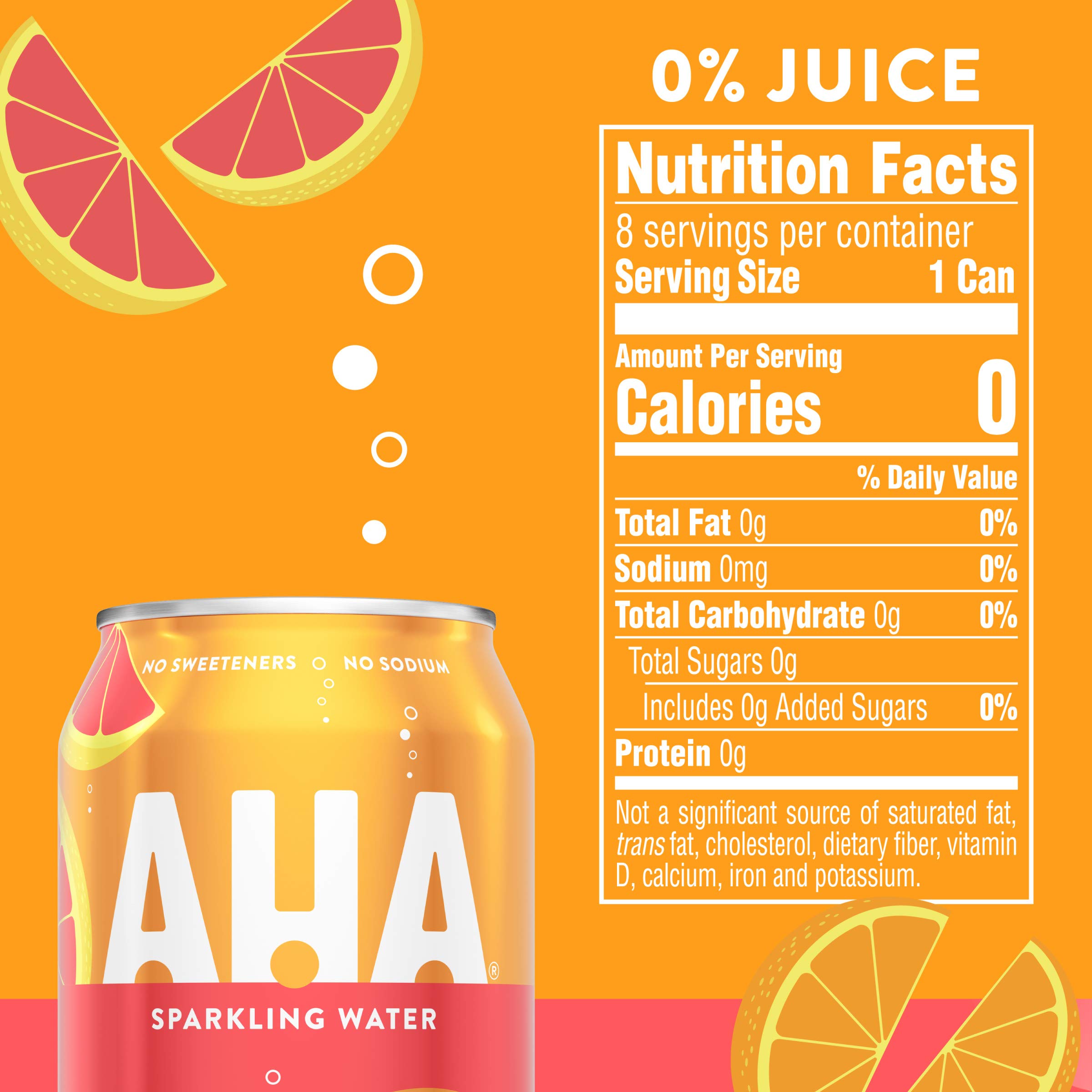 AHA Sparkling Water, Orange Grapefruit Flavored Water, Zero Calories