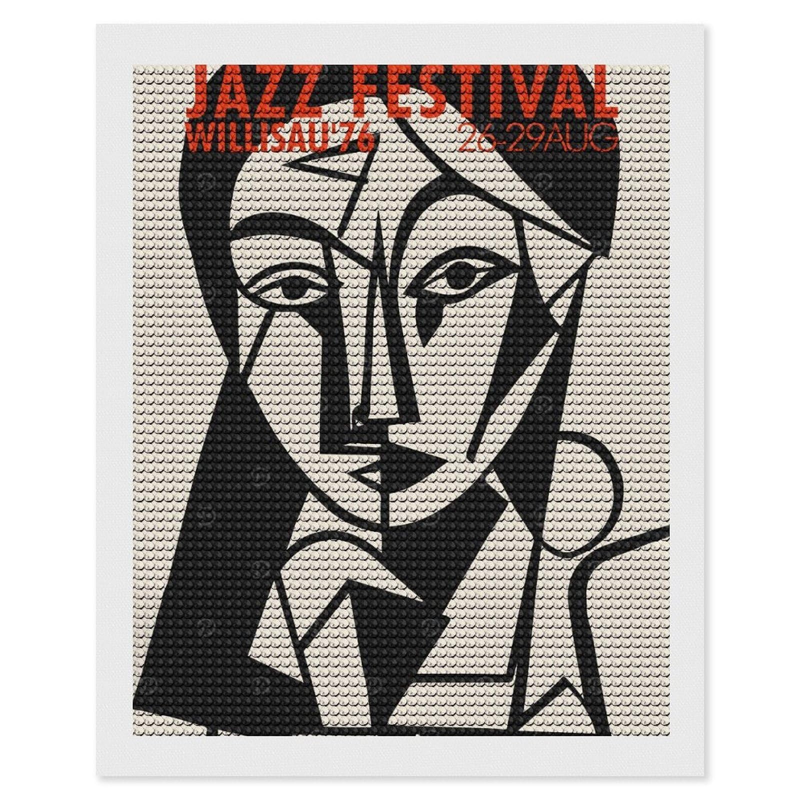 Junmoney Jazz Festival Willisau Diamond Painting Canvas Set 16"x20", for Beginners, Complete Accessories, Christmas Gift, Modern Decor