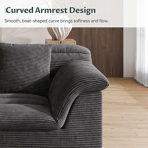 Miniatura 10 de Sofá Seccional Cloud de 51", Sofá Modular Moderno con Asiento Profundo, Cómodo Sofá Individual Comprimido, Sofás Tapizados de Pana para Sala