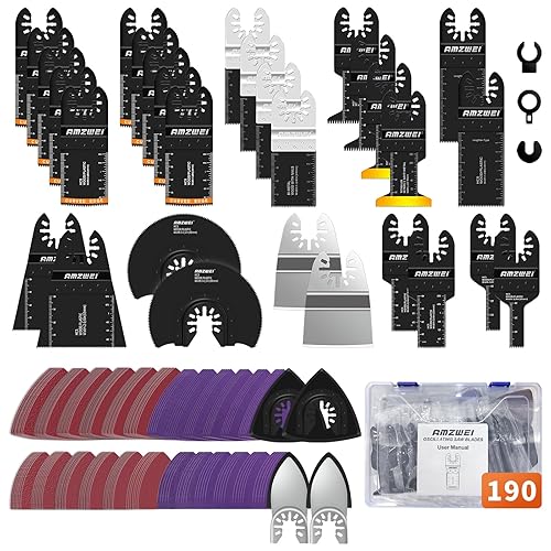 152 Hoja de Herramienta Oscilante de Metal y Madera, Hojas de Sierra Oscilante de Titanio con Papel de Lija, Kits de Hojas de Herramienta Múltiple