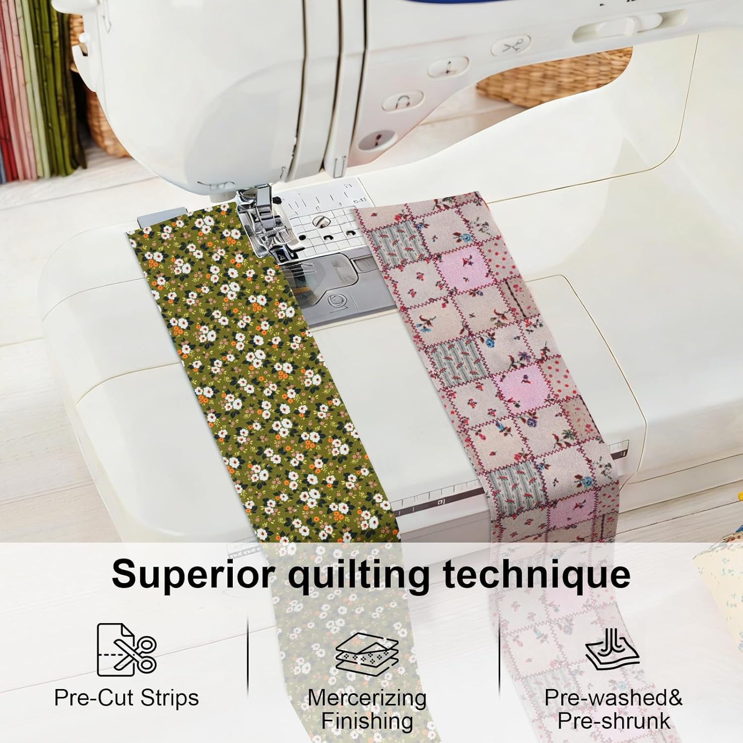 ShinyStitch-100% US Cotton Jelly Roll Fabric Precut Strips for Quilting, Crafting, and Sewing, Soft Cotton for Blanket, Upholstery, Home Decor,40 Strips 2.5" x 44" (Sepia Breeze)