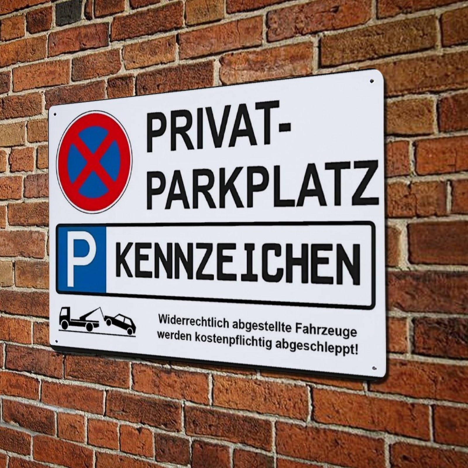Ldfuieksufg Style German Private Parking Warning Sign Vintage Aluminium Metal Sign, Retro Wall Decor For Home, Bar, Garage & Farmhouse 20X30cm