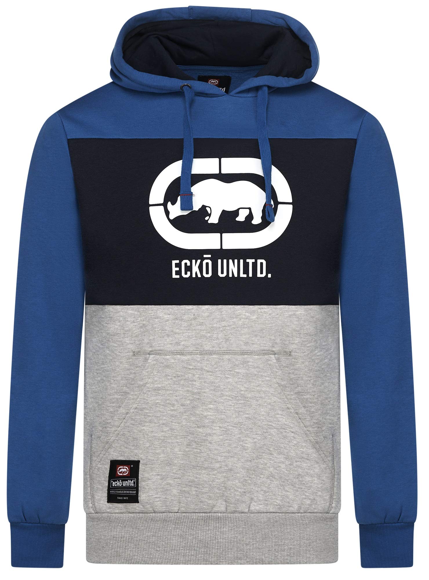 Ecko Unlimited Mens Rhinos Hooded Top Pullover Long Sleeve Fleece  Sweatshirt (S, Blue)
