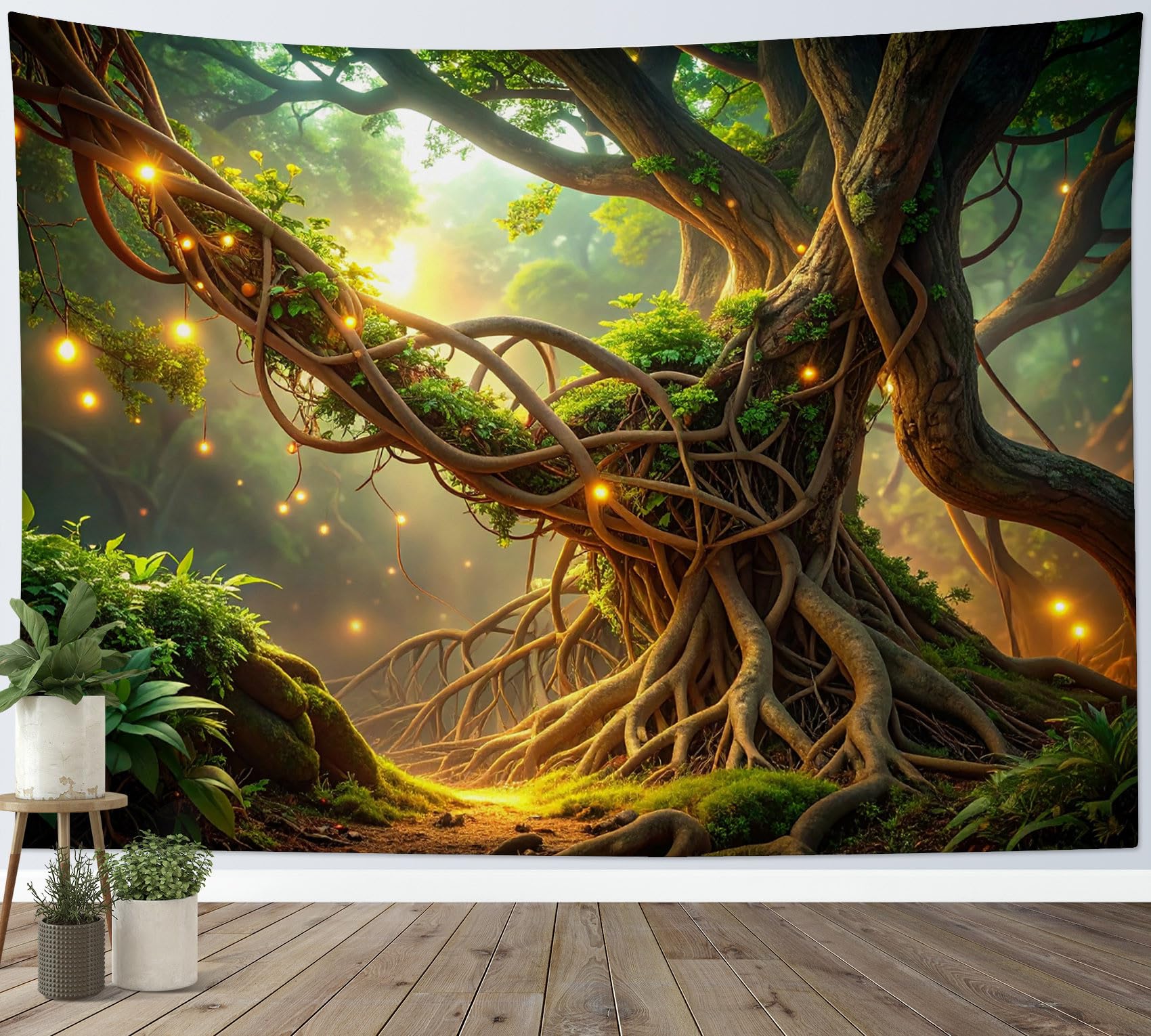 LB Green Forest Tapestry Wall Hanging Magical Tree Nature Landscape Wall Decor for Living Room Bedroom Home Office,59x51 inch โ image 1