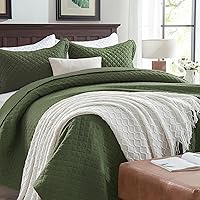 Vista 8 de SunStyle Home Juego de edredón tamaño individual, color verde oliva, ligero, suave y reversible para todas las estaciones, juego de ropa de cama