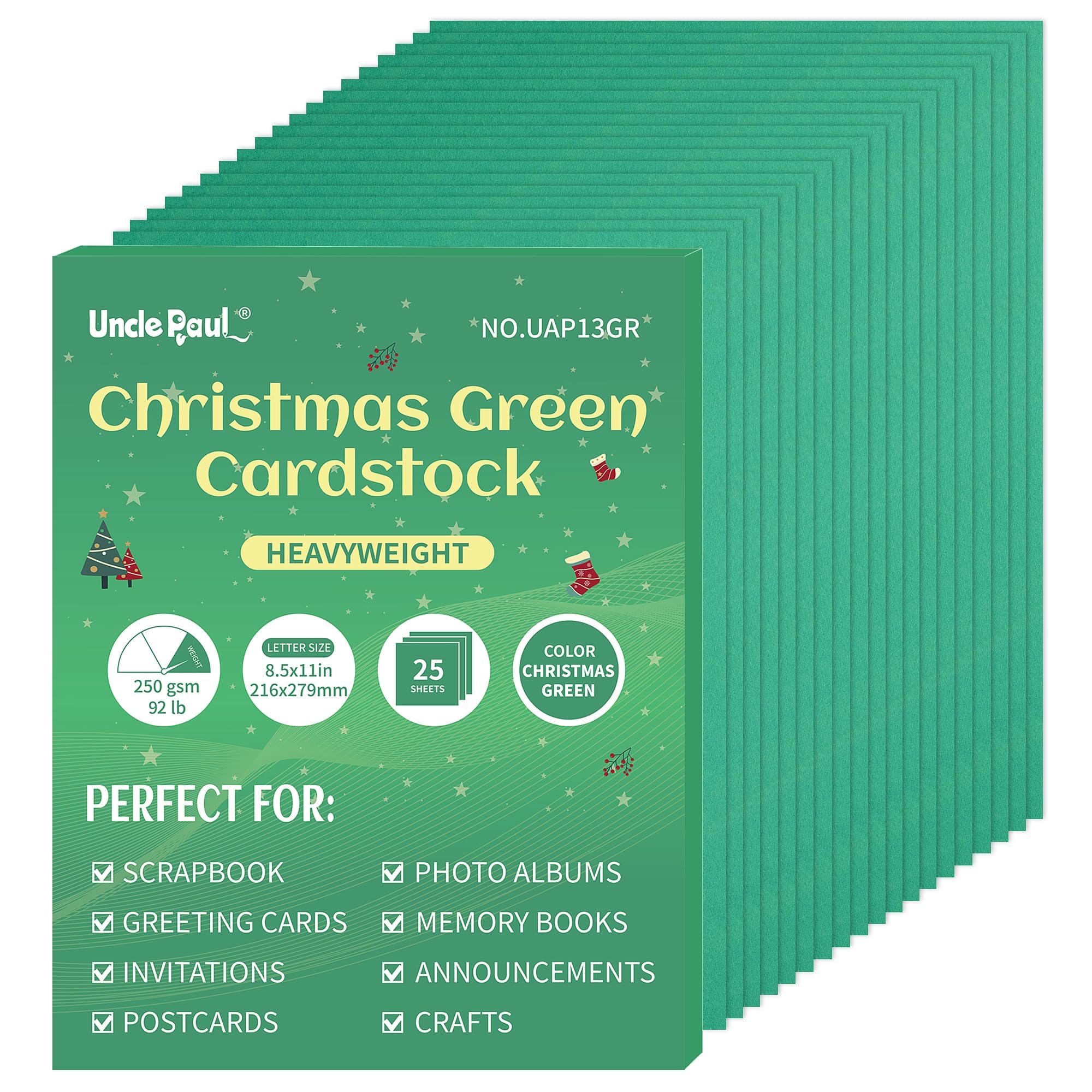 Amazon.com : 25 Sheets Christmas Green Cardstock - 8.5'' x 11