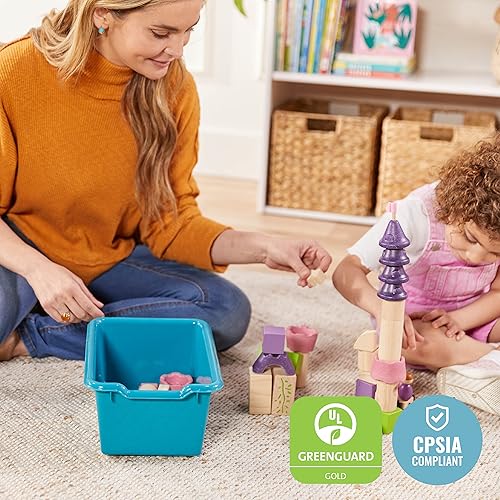 Miniatura 6 de ECR4Kids Cubos de almacenamiento frontales de cucharada, organización multiusos, turquesa, 25 piezas