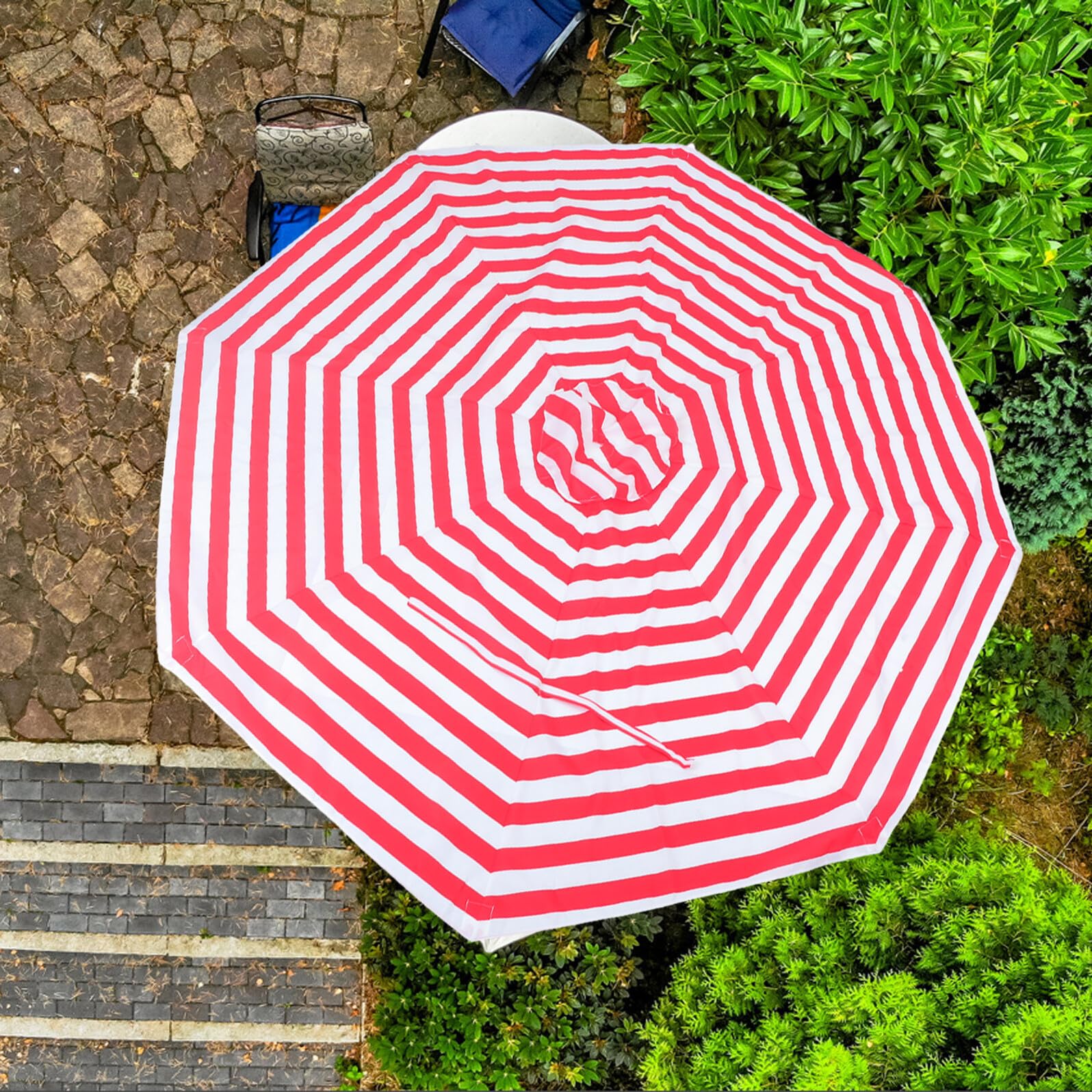 Toile de Remplacement pour Parasol de Jardin 2,7 M Rouge en Polyester Imperméable 8 Baleines, Protection Solaire Réglable pour Jardin et Plage
