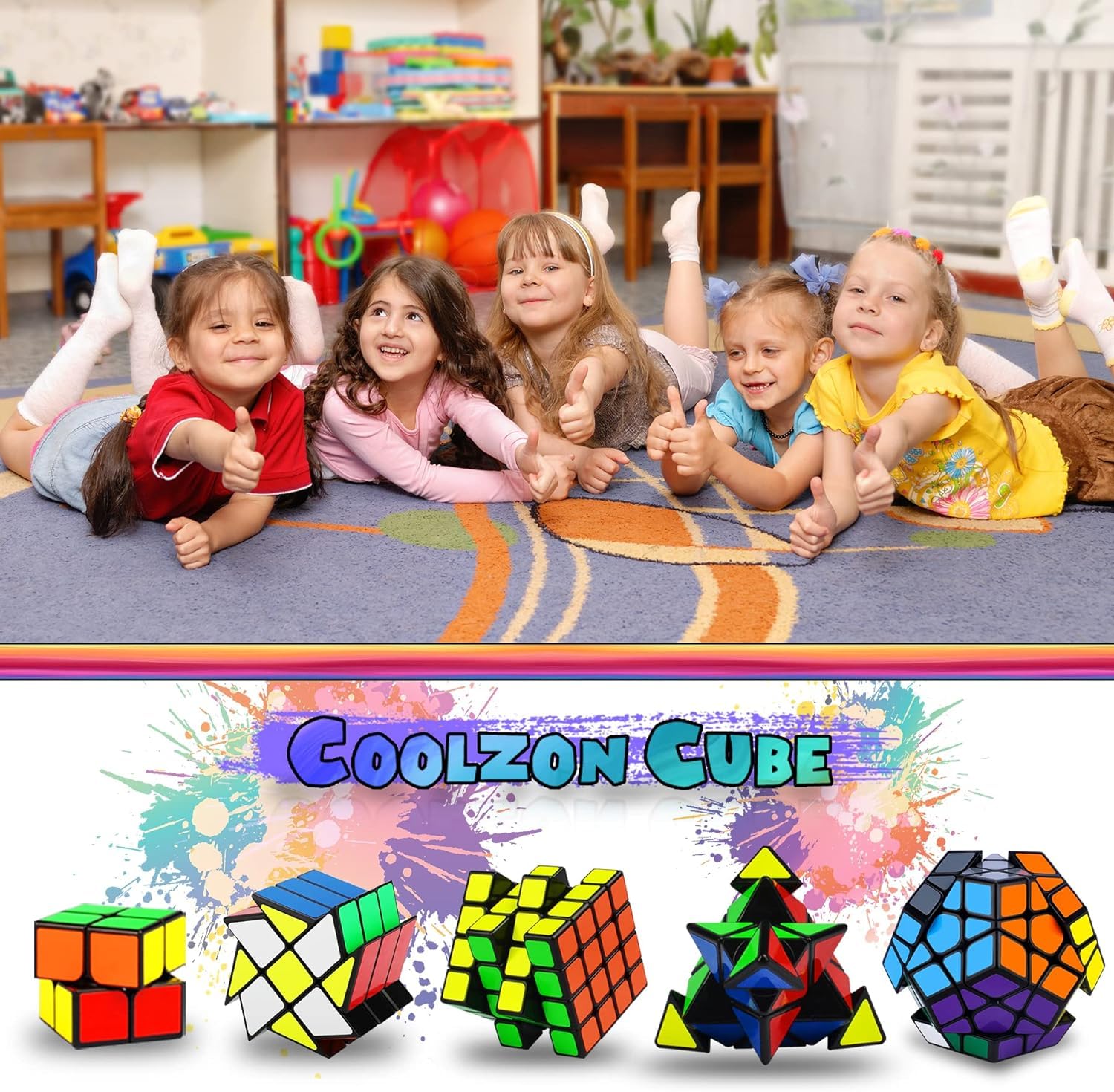 Coolzon Cubo Magico Set, Magic Cube Set de 5 Cubos Mágicos, Juego de Cubos Mágicos de Velocidad 2x2 4x4 Fenghuolun Pyraminx Pyramid Megaminx Fenghuolun Puzzle Cube Toy Presente para Niños Adultos