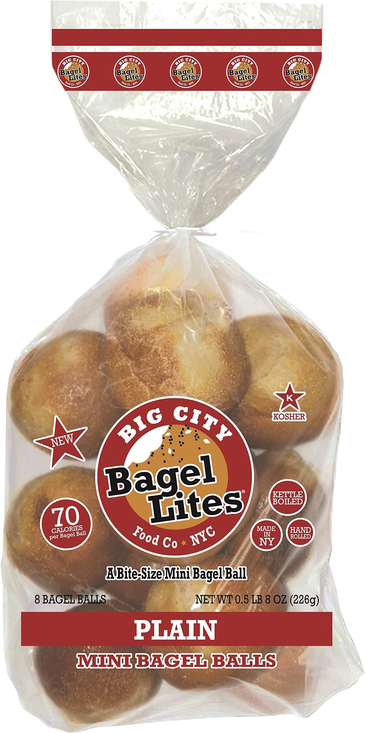 24 Bagel Lites Fresh, NYC mini bagel balls- PLAIN (3 PACK)