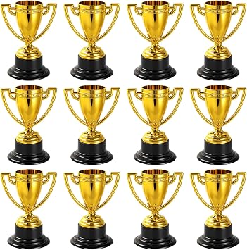 Mini Trophies Bulk for Kids, Plastic Gold Small Trophy Cups for Sports Tournaments and Competitions3.4in