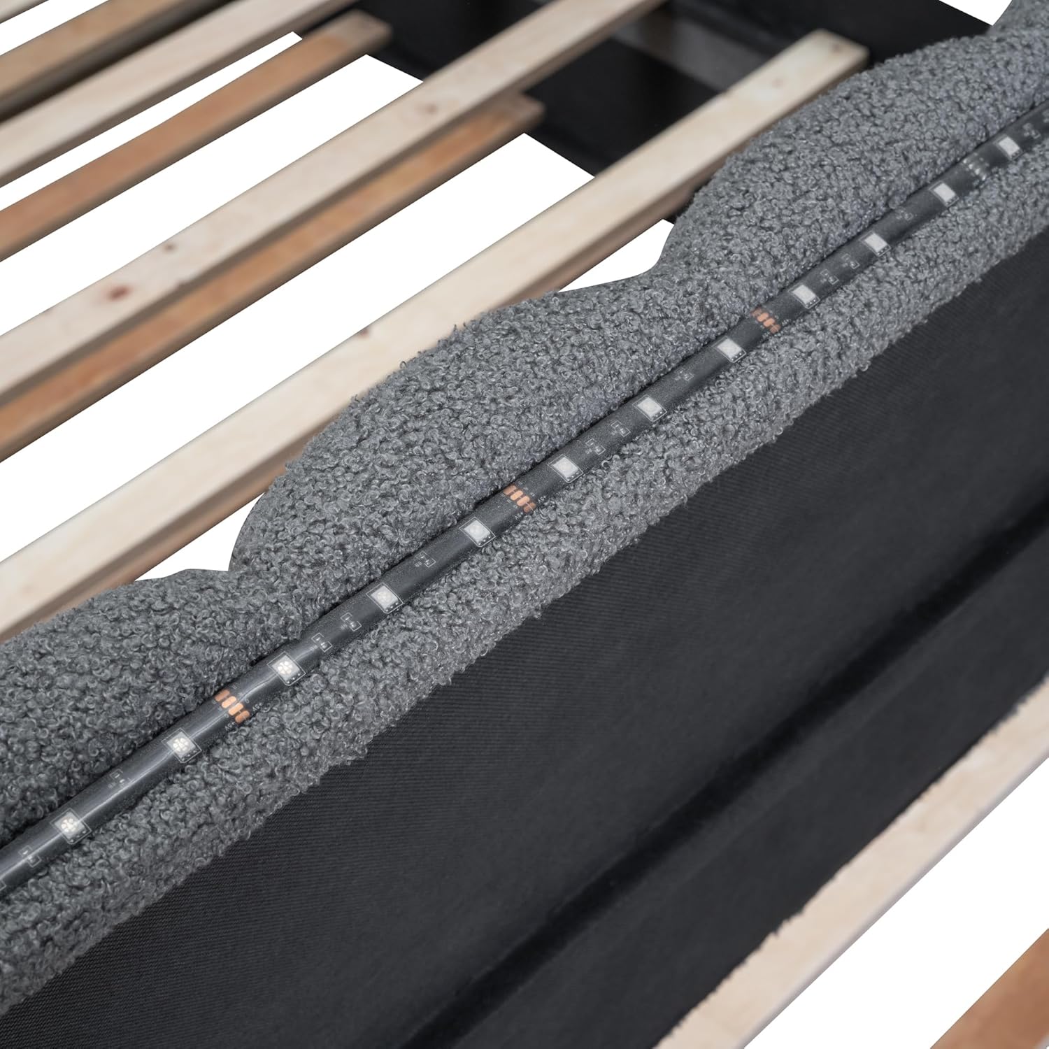 Queen Size Upholstered Platform Bed with Trundle, Gray